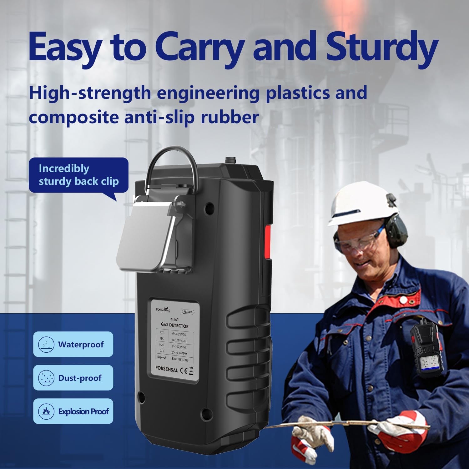 Gas Detector with Pump, 4 Gas Monitor Multi Gas Detector CO EX O2 H2S Monitor, 3000mAh Rechargeable 4 Gas Monitor with Calibration Kit, Portable LCD Display with Clip Sewer Gas Detector 4 Gas Meter