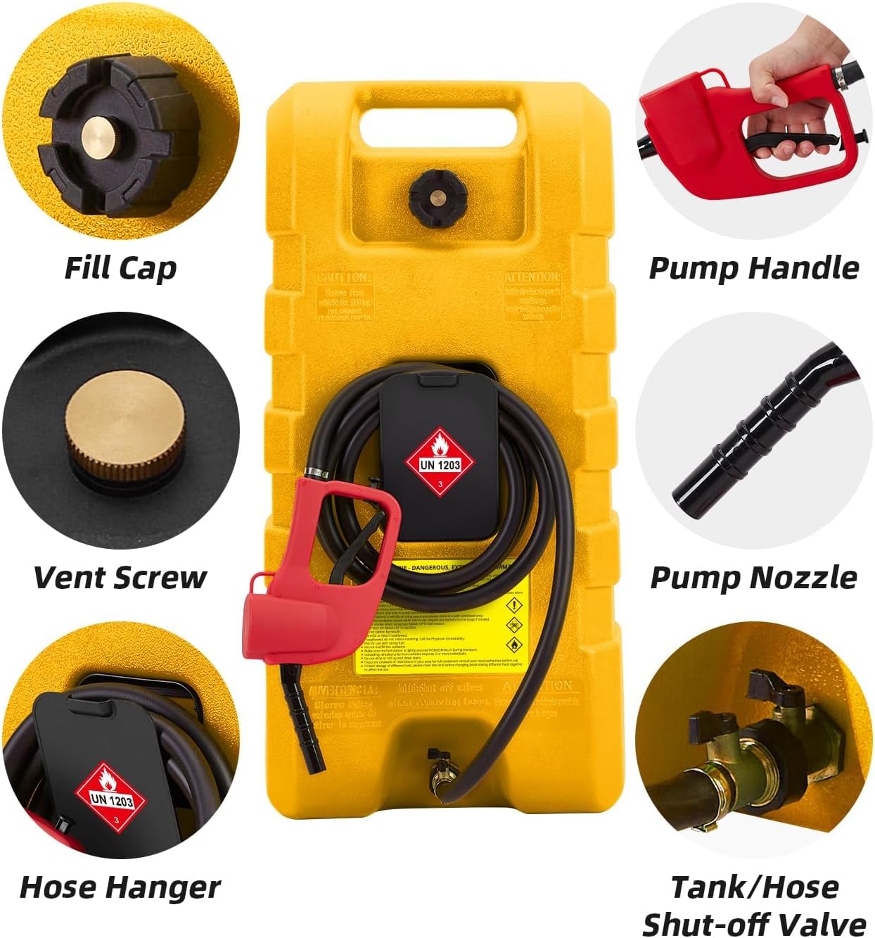 15 Gallon Gas Can, Portable Fuel Tank With Pump, Fuel Transfer Tank, Portable Gasoline Tank On Wheels With Le Fluid Transfer Siphon Pump and 10-Inch Hose for Cars, Boats, Lawnmowers, ATVs