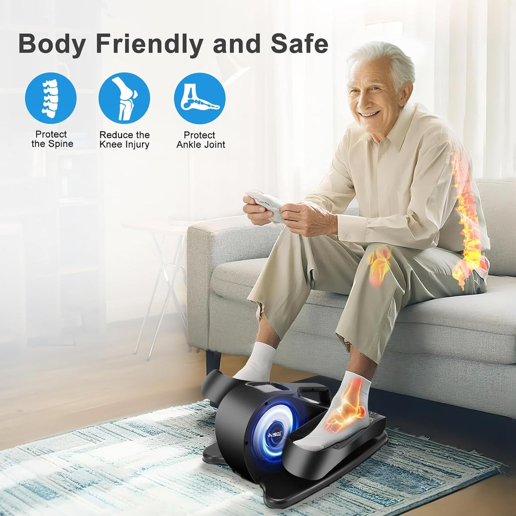 Under Desk Elliptical Machine, Leg Exerciser for Seniors Adults, Adjustable Speeds Elliptical Trainer with Remote, Quiet & Portable Mini Seated Pedal Exerciser for Home Office Use