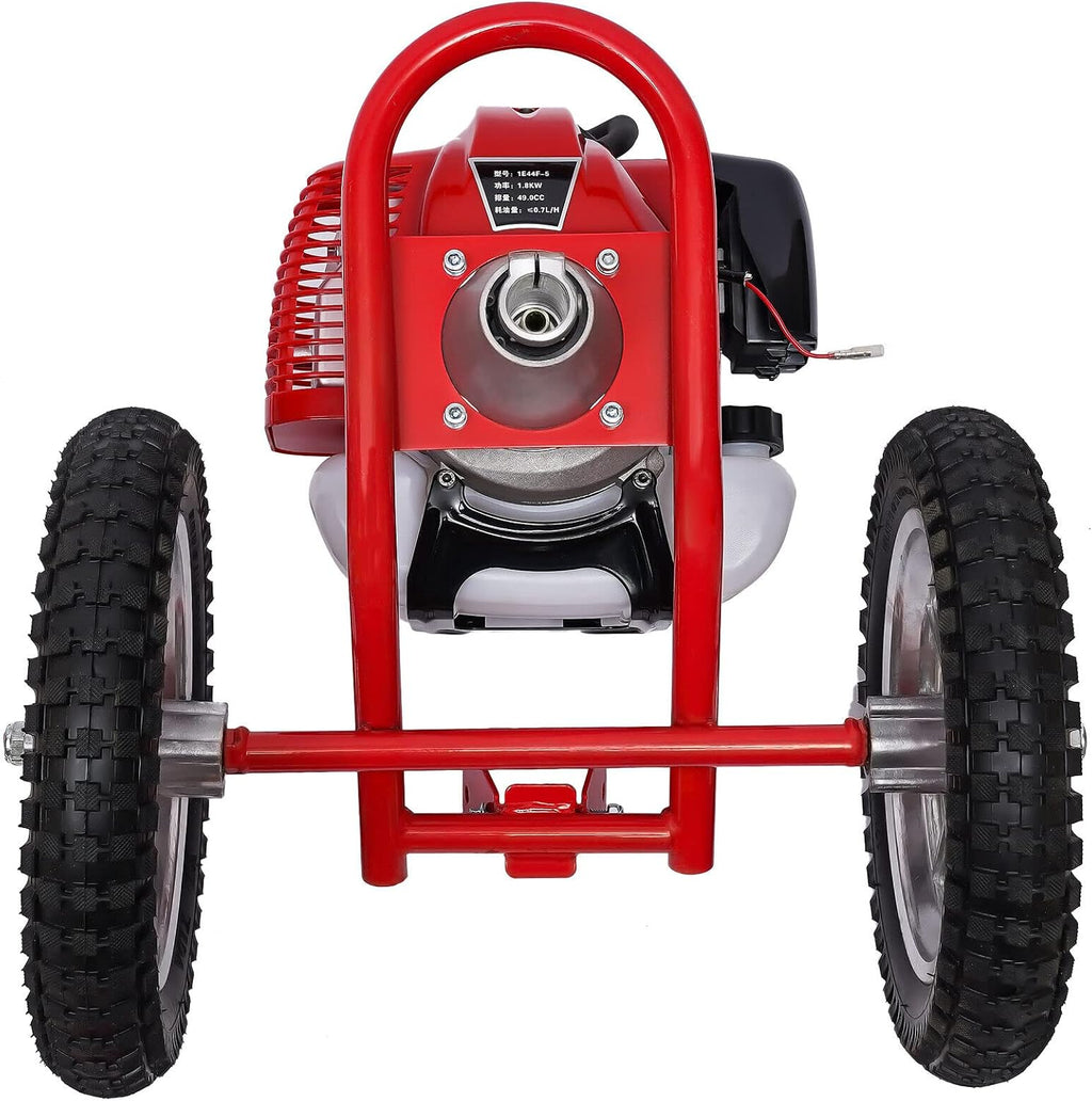 Lawn Mower, 2-Stroke Hand Push Gasoline Lawn Mower, 1.8KW 49CC 3 in 1 Lawn Mower Loosen Weed, Gas Mower Grass w/2 Scarifying Knife for Home Garden Yard