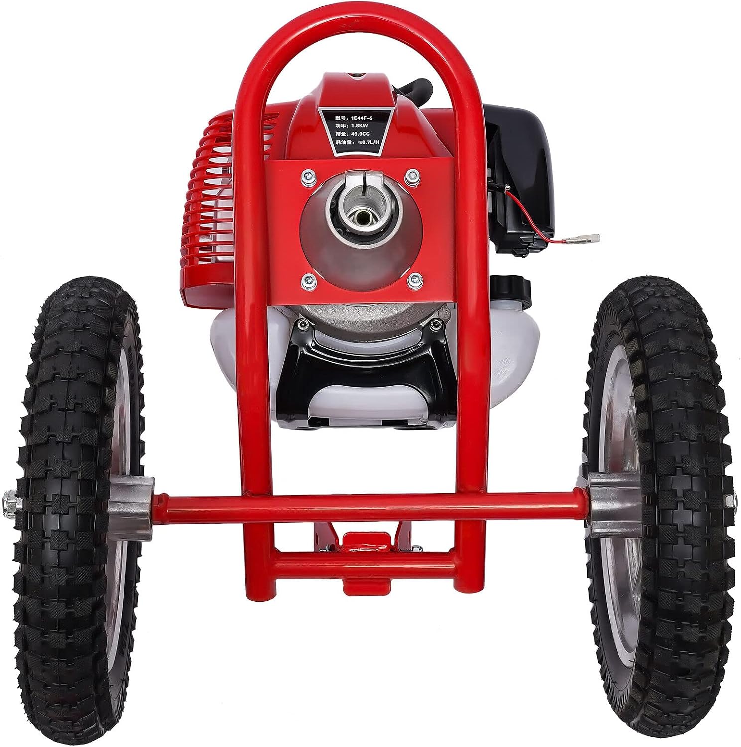 Lawn Mower, 2-Stroke Hand Push Gasoline Lawn Mower, 1.8KW 49CC 3 in 1 Lawn Mower Loosen Weed, Gas Mower Grass w/2 Scarifying Knife for Home Garden Yard