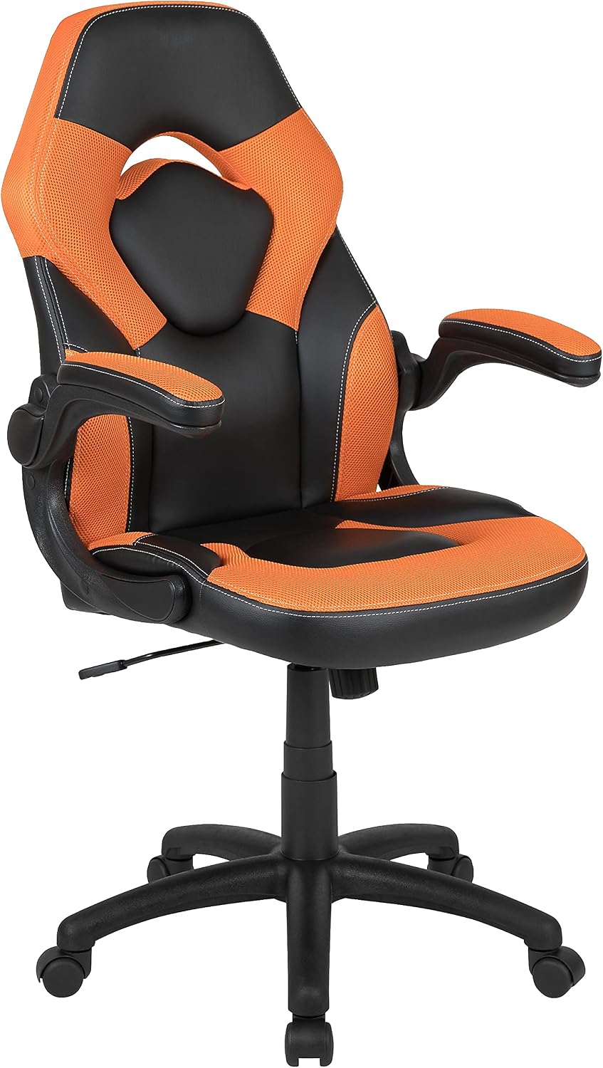 Flash Furniture Black Gaming Desk and Orange/Black Racing Chair Set with Cup Holder, Headphone Hook, and Monitor/Smartphone Stand