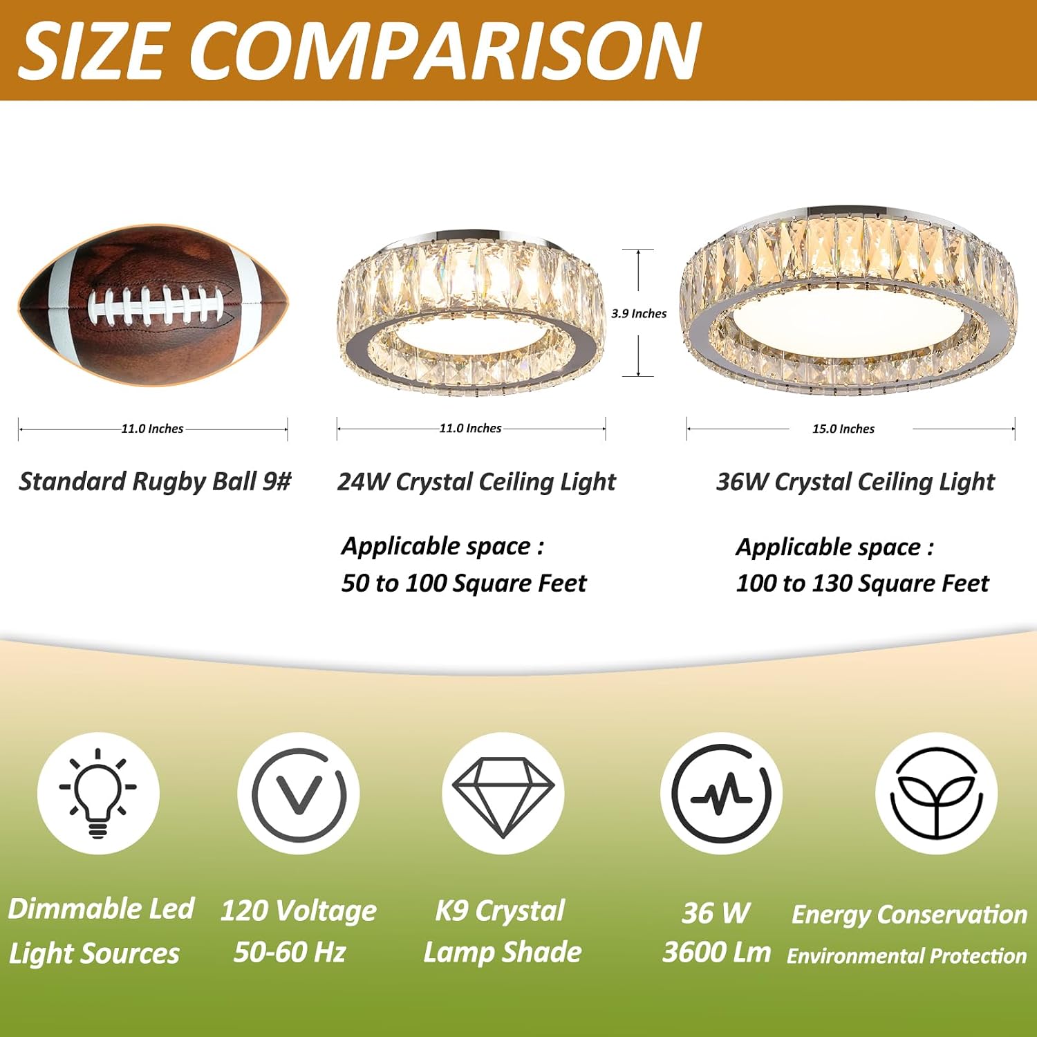 15 Inch Modern Chrome Crystal Flush Mount Chandelier,Dimmable LED 5CCT 3000K-6000K 36W,Large Round Luxury Close to Ceiling Light Fixtures for Living Room,Bedroom,Kitchen,Dining Room