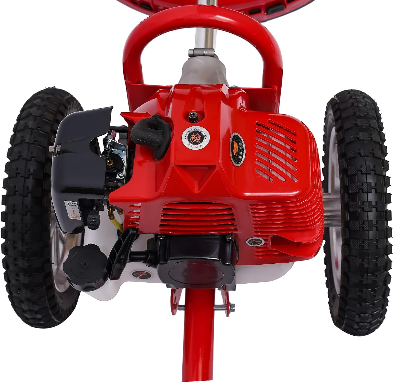 49Cc Gas Powered Hand Push Lawn Mower,2-Stroke Walk Behind Push Lawn Mower, Air-Cooled Cordless Petrol Hedge Trimmers,Rear Wheel Folds and Handle Height Adjustable for Lawn Garden Tree Trimming
