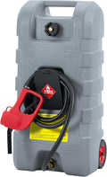 Fuel Caddy 14 gal, Portable Gasoline Tank Container With Manual Fuel Transfer Pump & 10 ft Long Hose, Gasoline Diesel Fuel Storage Tank On-Wheels, Portable Gas Tank for Cars, Lawn Mowers, Boats, Grey