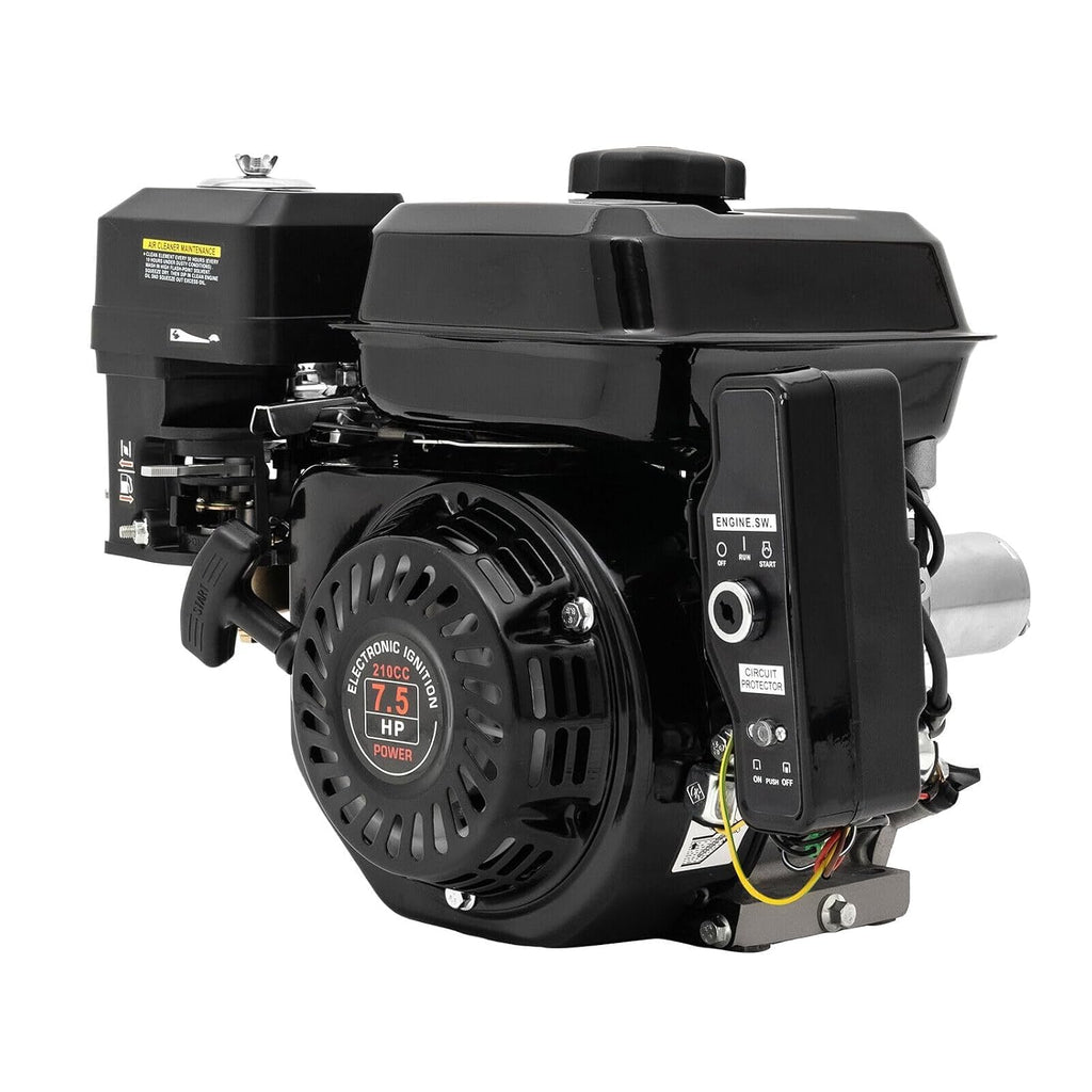7.5HP 4 Stroke Gas Engine 210CC Electric Start Horizontal Engine OHV Gasoline Engine Upgrade Version for Go Kart Pressure Washers Log Splitters