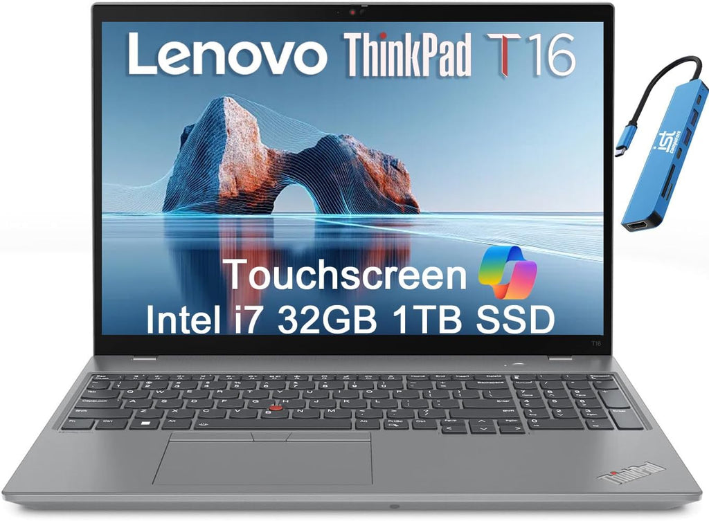 Lenovo ThinkPad T16 Business Laptop (16' FHD+ Touchscreen, Intel 10-Core i7-1355U, 32GB DDR5 RAM, 1TB SSD), Backlit, Fingerprint, IR Webcam, 2X Thunderbolt 4, IST HUB, 3-Yr WRT, Win 11 Pro w/Copilot