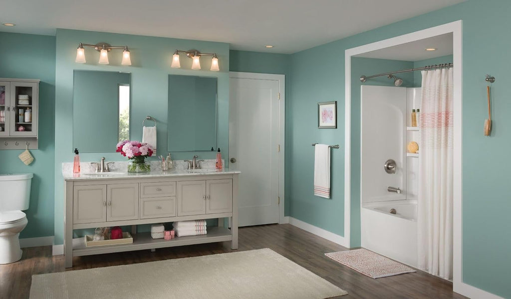 Moen Eva Brushed Nickel 3-Light Dual-Mount Bathroom Vanity Fixture, Bath Lighting with Frosted Glass, YB2863BN