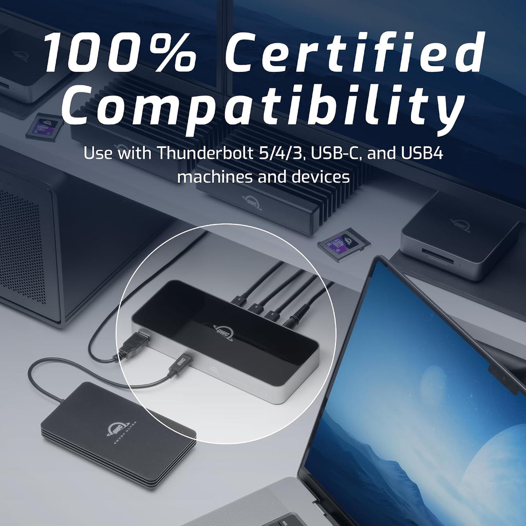 OWC Thunderbolt 5 Hub – 5-Port Expansion for Mac & PC | 80Gb/s Bandwidth | 140W Charging | Triple 8K Display Support | Fanless Silent Design | TB5/TB4/TB3/USB4 Compatible