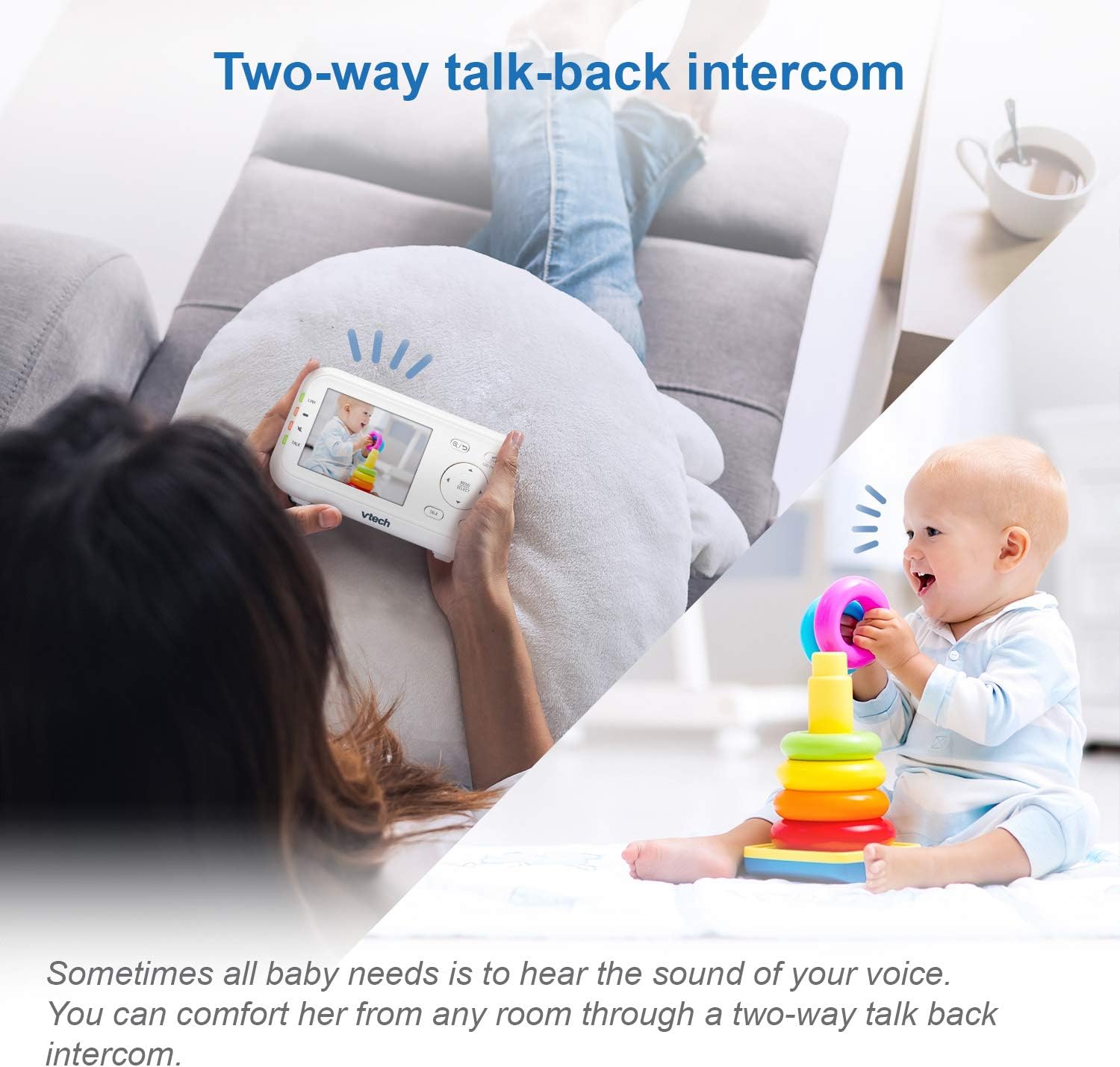 VTech VM5463-2 Upgraded Video Baby Monitor with 2 Cameras – 5' HD Screen, 12-Hour Battery, Pan Tilt Zoom, Ceiling Star Projector Night Light, 2-Way Audio, Non-WiFi Secure, No App Needed