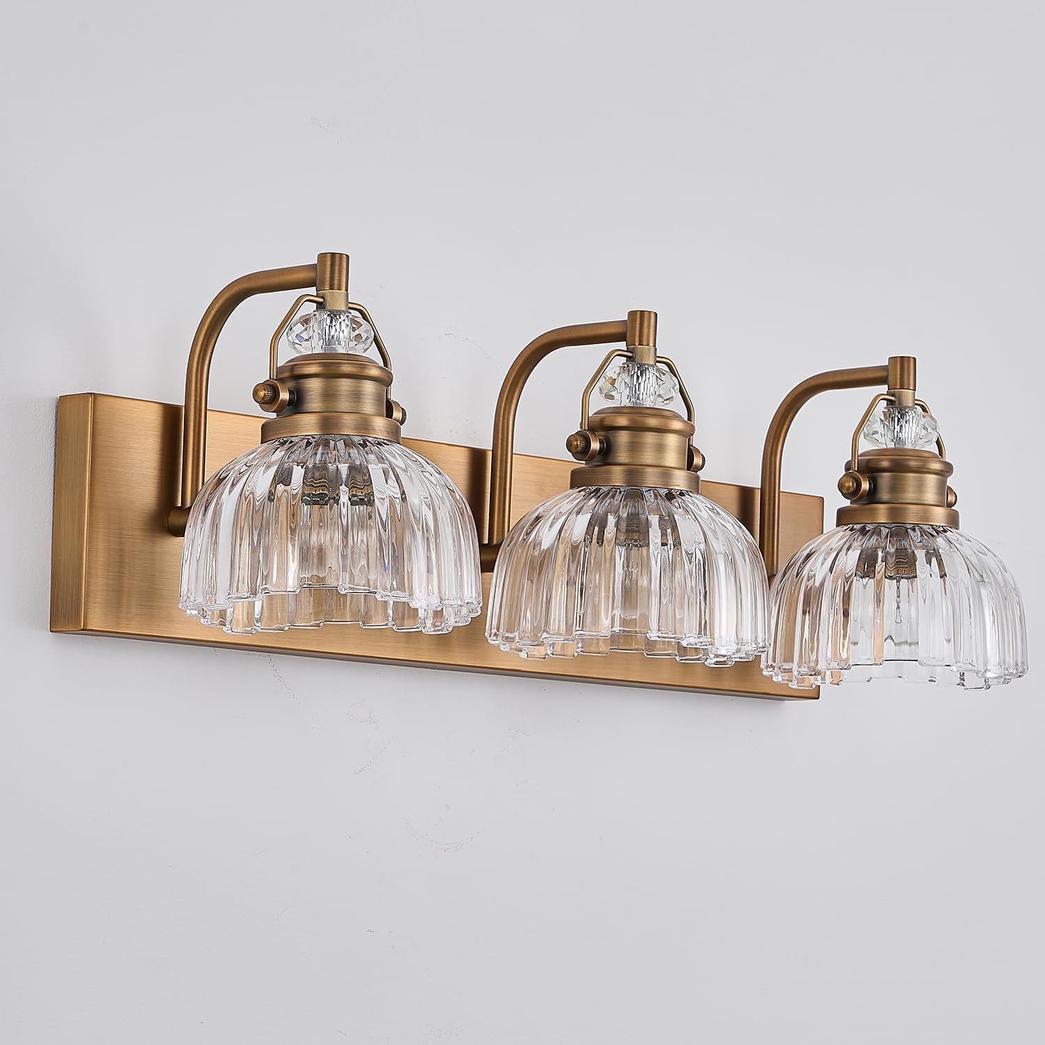 22.83 Inch Vintage 3-Light Vanity Light for Bathroom Brushed Brass Lighting Rustic Vanity Light for Mirror, Farmhouse Bathroom Lighting Fixture(Rust-Proof, Easy Install, Exclude Bulb)