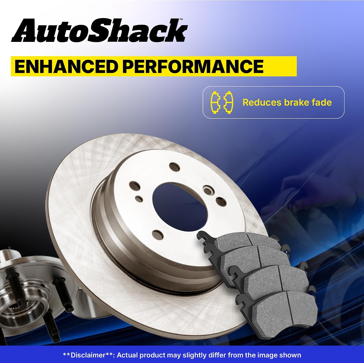 AutoShack Front Brake Rotors, Ceramic Pads & Hub Bearing Assemblies for Chevrolet, Silverado 1500 2007-2013, 4WD V6 4.3L V8 4.8L 5.3L 6.0L 6.2L - 12.99' (329.9 mm), 6-Lug