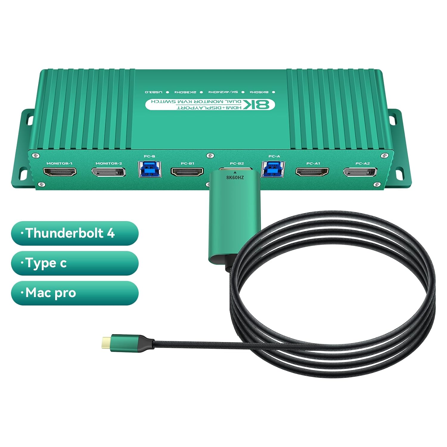 Kvm Switch Displayport and hdmi 4K 240Hz Hotkey Switching