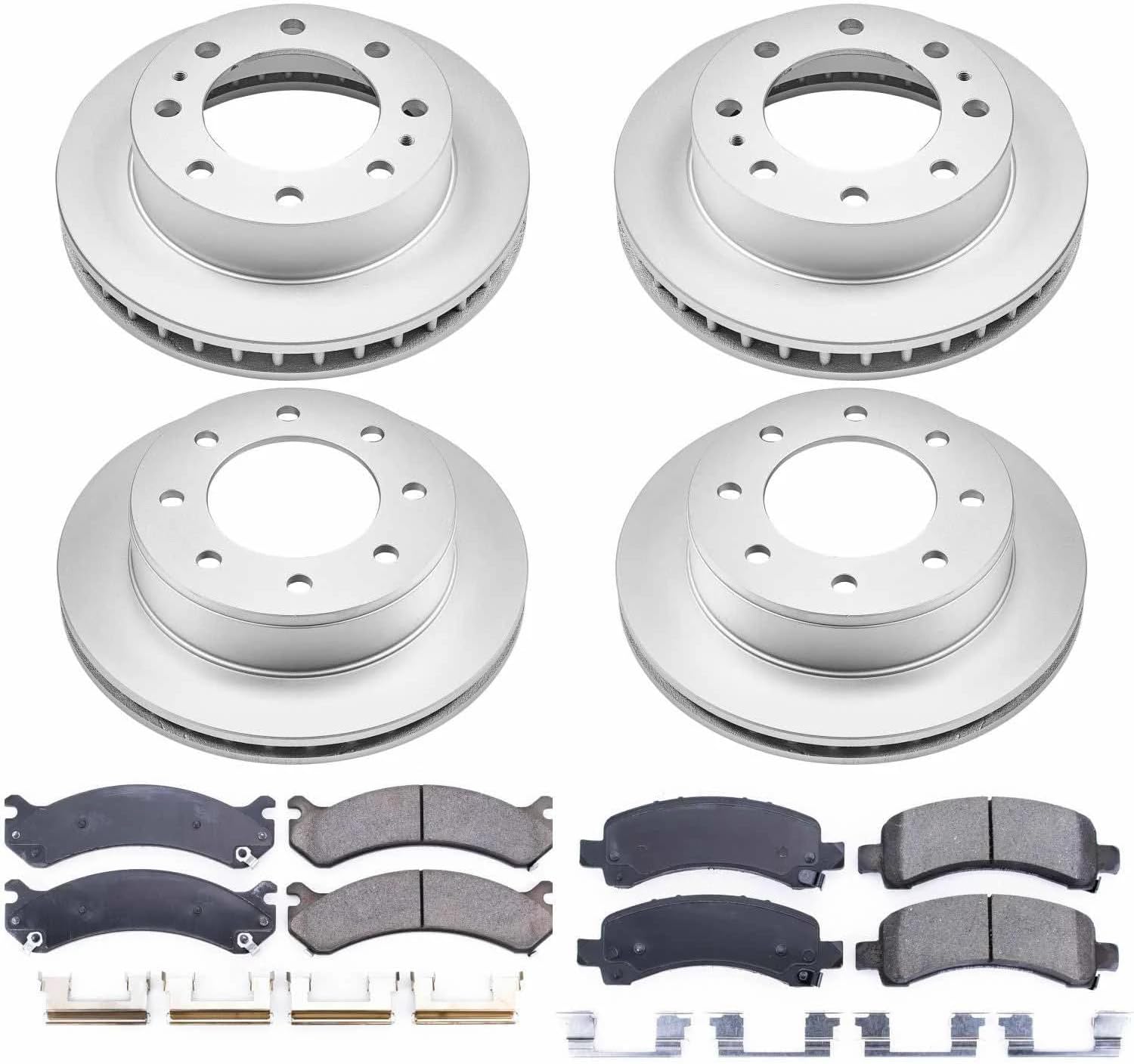 PowerStop Front and Rear Brake Kit for Chevrolet Express 2500 2003-20 | GMC Savana 2500 2003-20 - Fully-Coated Disc Rotors with Z17 Ceramic Brake Pads Replacement, CRK2025