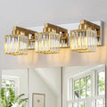 Gold Chrome Crystal Bathroom Light 3-Light Modern Bathroom Vanity Light Fixtures Over Mirror Wall Sconce