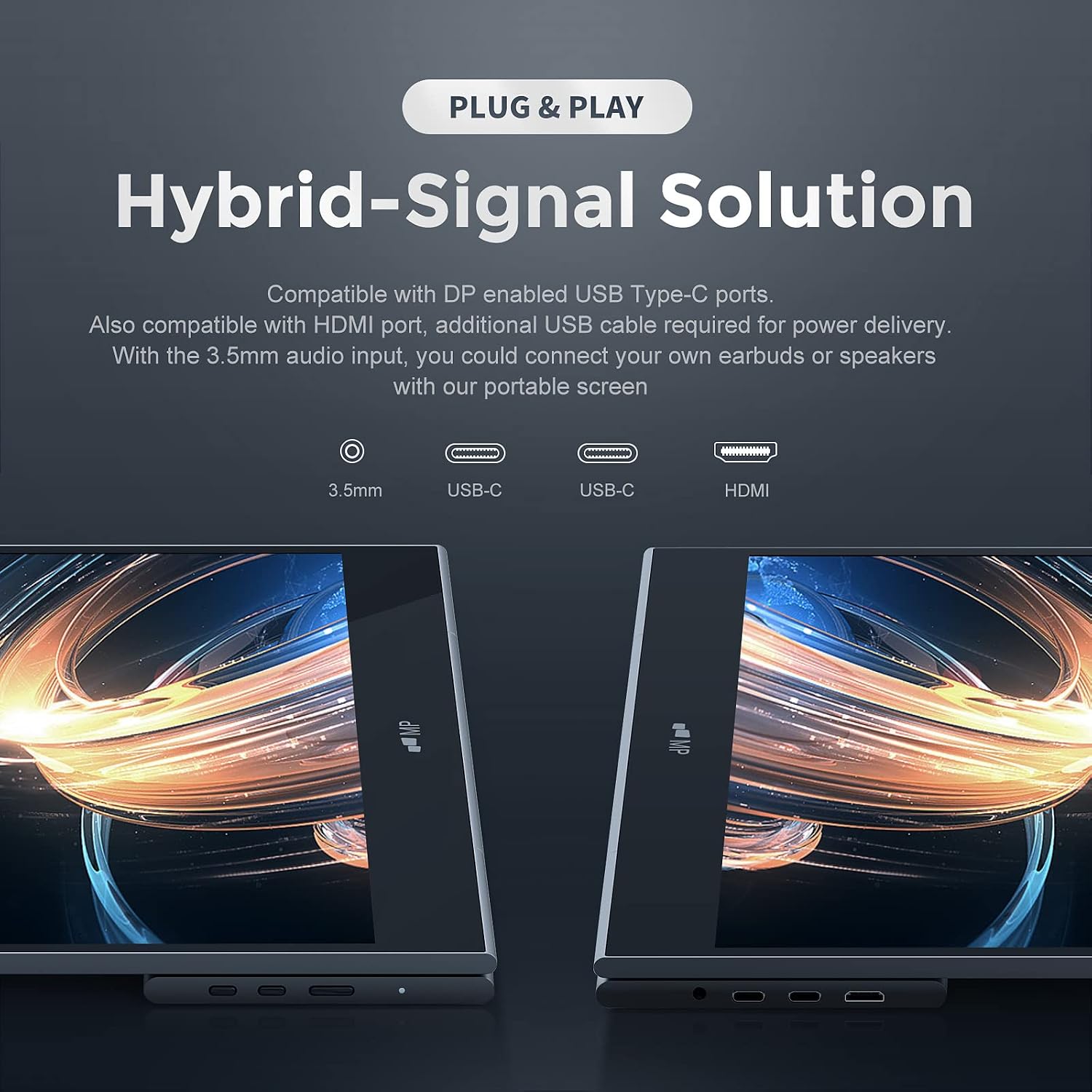 Mobile Pixels Glance 16' 1080P FHD Travel Monitor for Laptop, Portable Monitor HDMI USB Type C Connection, Tilt Adjustment & Non-Slip Portable Computer Screen with Dual Speakers for PC, macOS, Windows