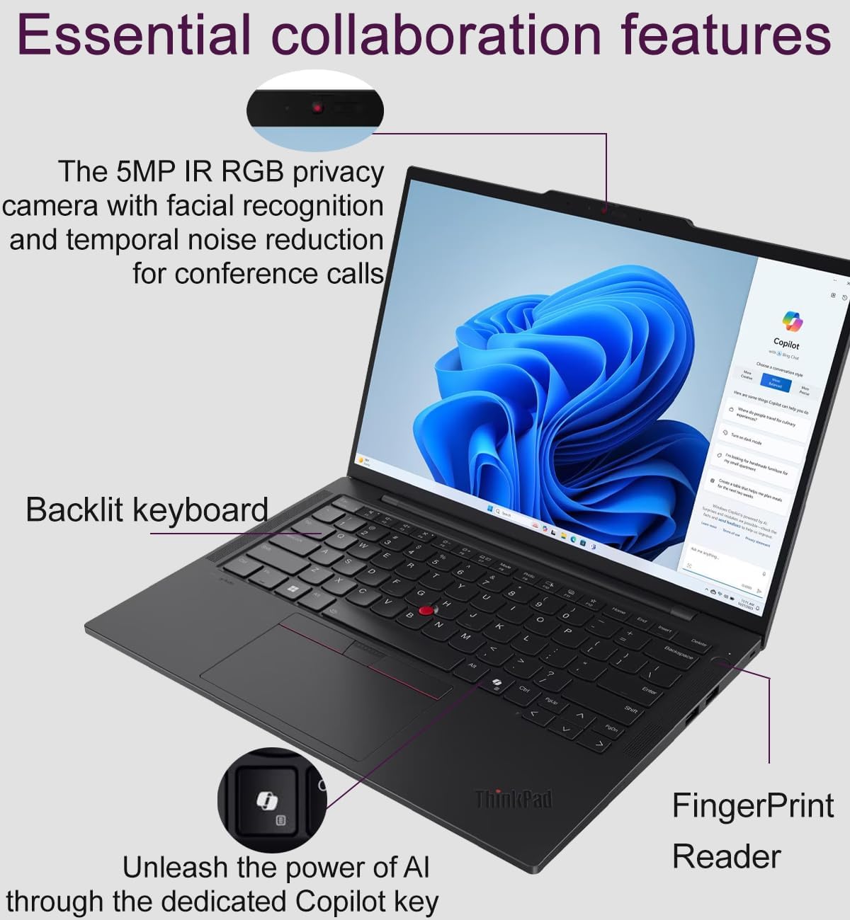 Lenovo ThinkPad T14s Gen 5 Business AI PC Laptop (14' FHD+, Intel 12-Core Ultra 5 135U (> i7-1355U), 32GB DDR5 RAM, 2TB SSD), 2x Thunderbolt 4, Backlit, Fingerprint, 5MP RGB IR Webcam, Win 11 Pro