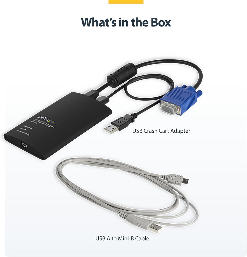 StarTech.com Portable Laptop Crash Cart Adapter, USB/VGA Analogue KVM Console, File Transfer & Video Capture, Windows/Linux/MacOS, TAA