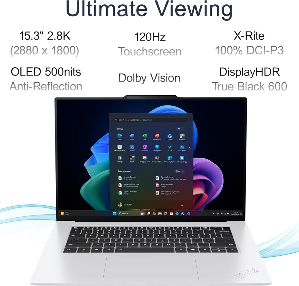 Lenovo ThinkPad X9 15 Aura Edition Business AI Laptop (15.3' 2.8K OLED Touchscreen, Intel Core Ultra 7 258V, 32GB DDR5, 1TB SSD) Ultrathin, Copilot+ PC, Backlit, Win 11 Pro, White (Next Gen X1 carbon)