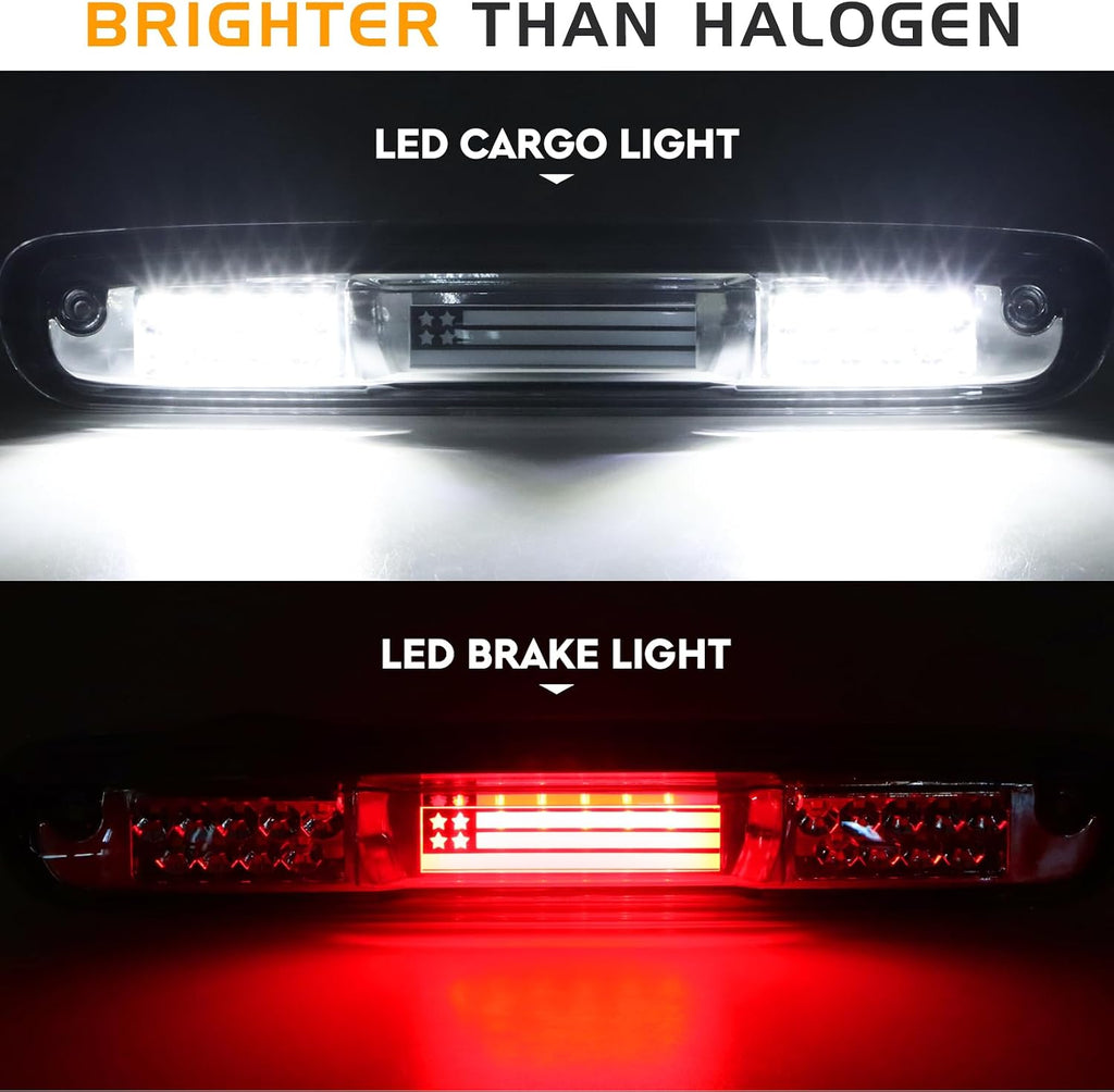 LED Tail Light + 3rd Brake Light Kit Fit for Chevy Silverado 1500 2500 HD 3500 HD 2007-2014, for GMC Sierra 3500 HD 2008-2014 with Dual Wheel Only, 3Pcs, Smoke Lens