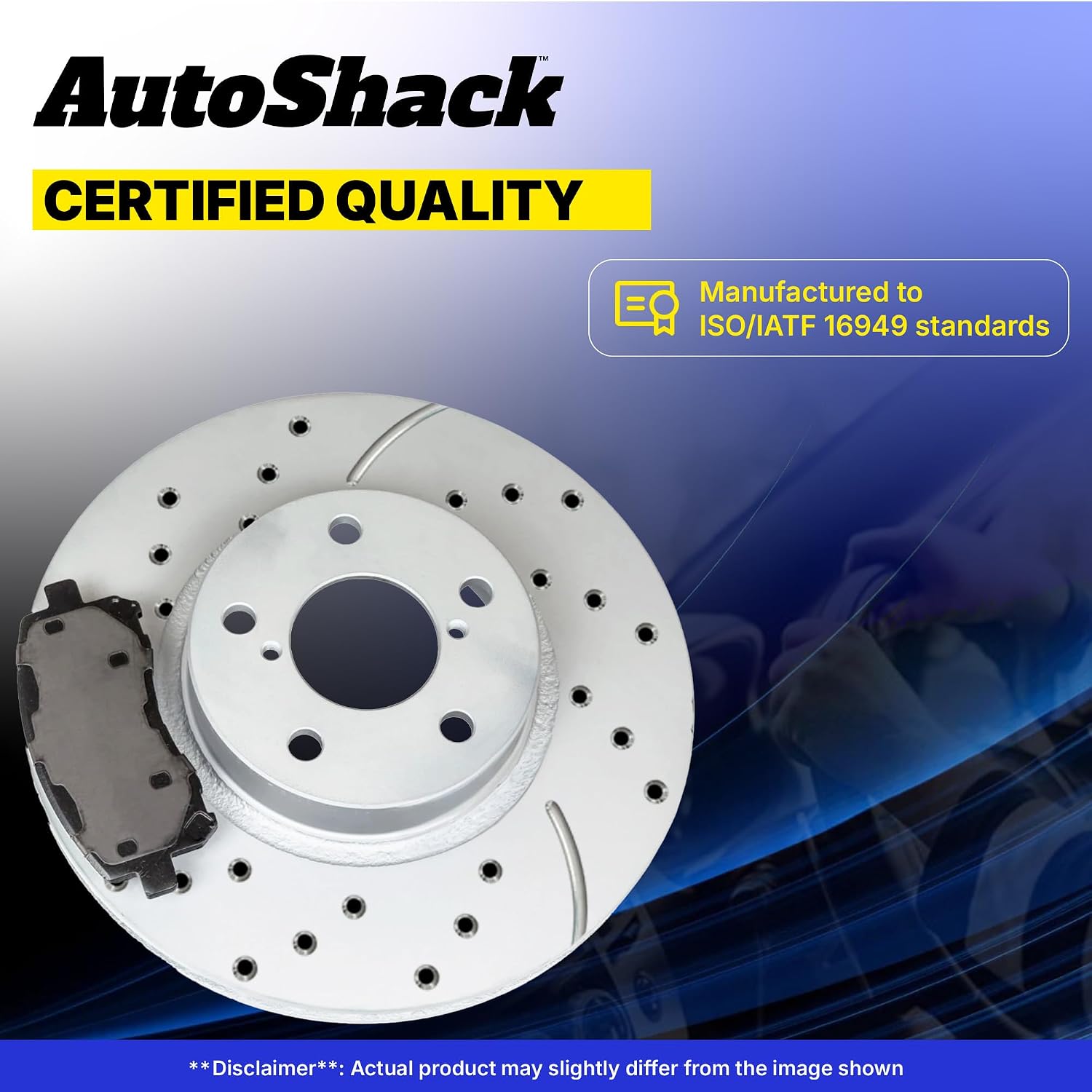 AutoShack Front & Rear Brake Rotors & Premium Pads for Toyota & Lexus, RAV4 2006-2008 HS250h 2010-2012, FWD 4WD L4 2.4L - Coated Drilled & Slotted - Silver Matte Finish - TurboGuard
