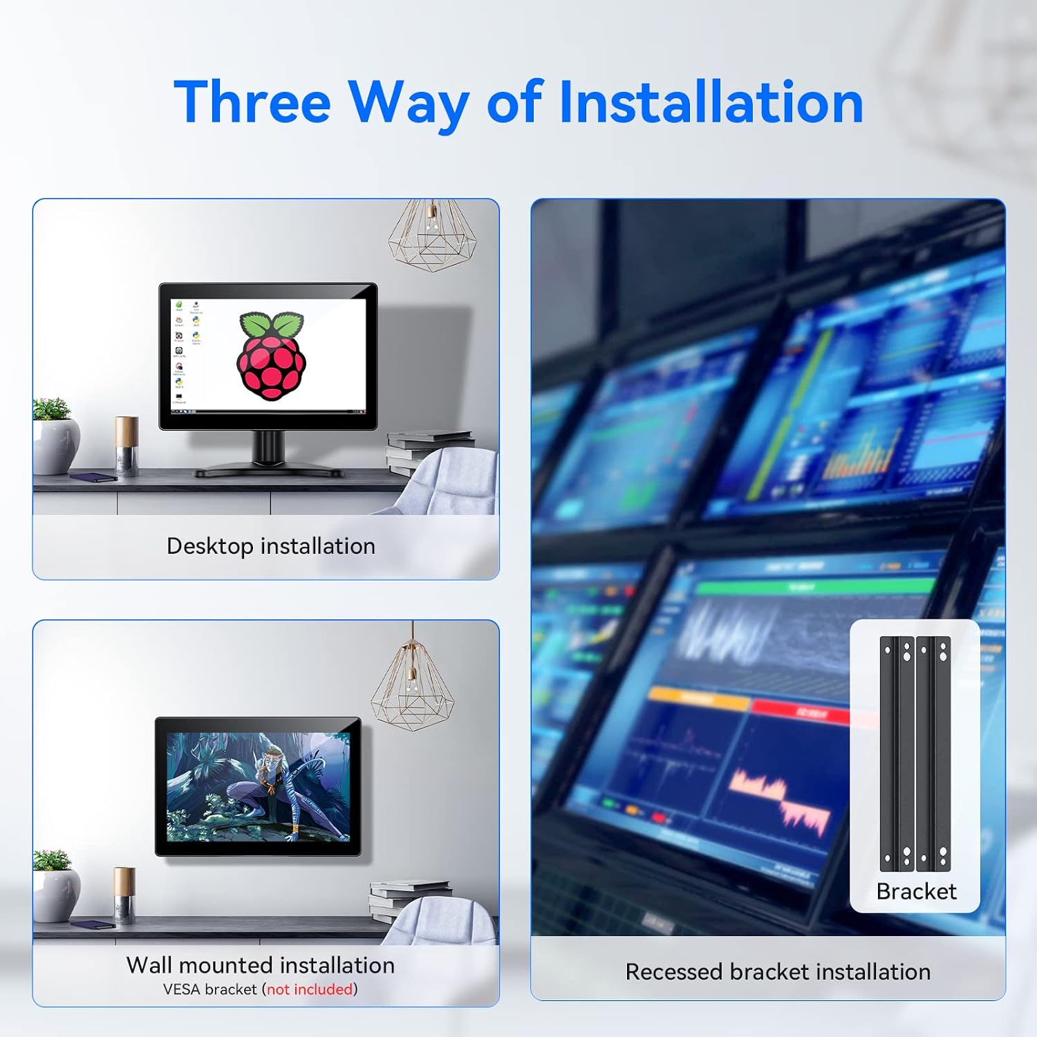 Eyoyo 10.1-inch Small Touchscreen Monitor: 1280x800 IPS Display, 10-Point Touch, HDMI VGA AV Input, Built-in Speakers, Metal Case, VESA 75x75, Touch Screen Monitor for Raspbery Pi, PC, CCTV, POS