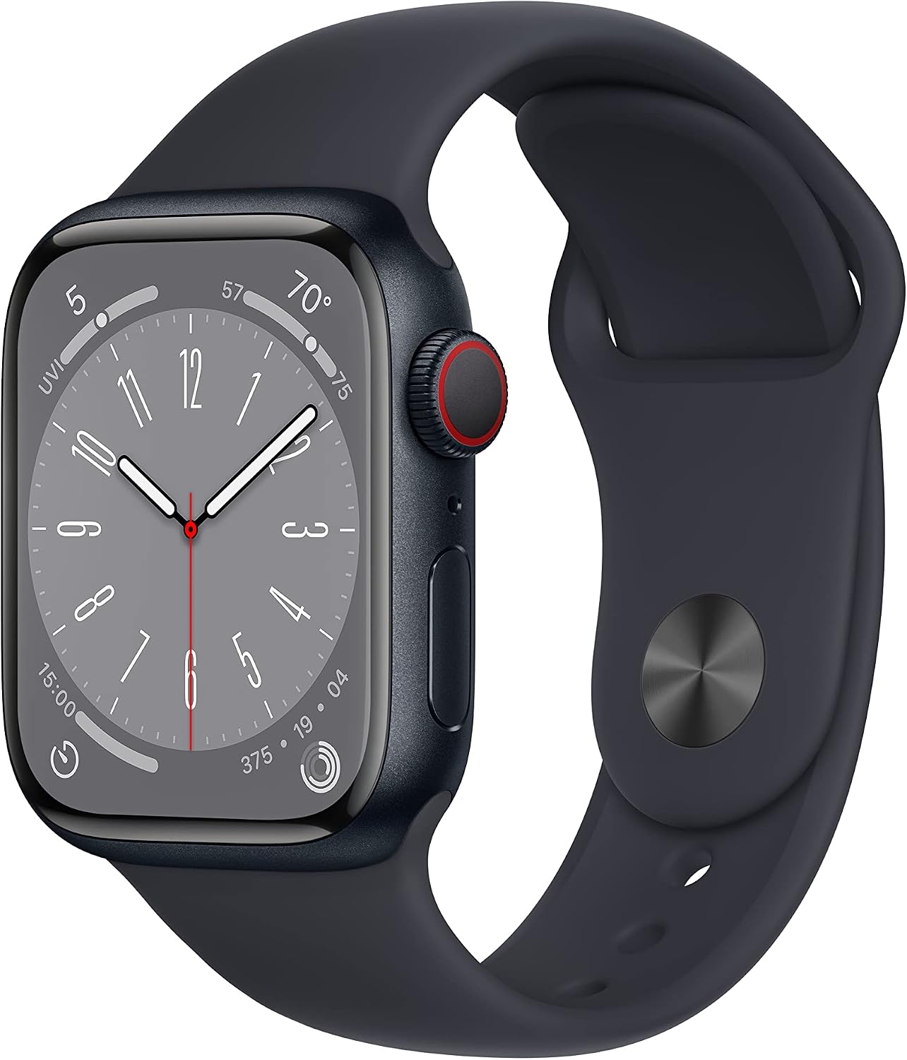 Apple Watch Series 8 [GPS + Cellular, 41mm] - Midnight Aluminum Case with Midnight Sport Band, M/L (Renewed)