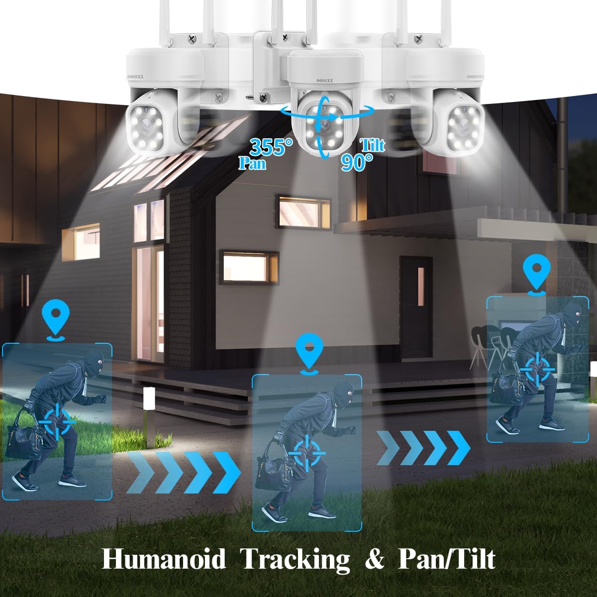(2026 Update) 5MP PT Wireless Security Camera System with 10' Monitor & NVR, AI Human Tracking, Dual-Band 2.4G&5G WiFi, 2-Way Audio, 500GB HDD, No Monthly Fee, All-in-One Home Security Kit