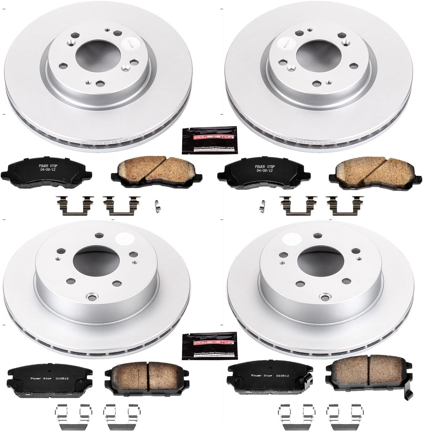 PowerStop Front and Rear Brake Kit for Mitsubishi Eclipse 2006-12 | Mitsubishi Galant 2007-09 - Fully-Coated Disc Rotors with Z17 Ceramic Brake Pads Replacement, CRK2809