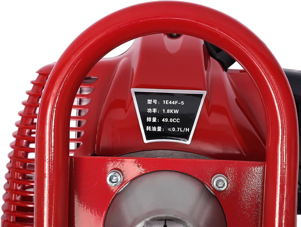 49CC 2-Stroke Gas Lawn Mower, Multi-Functional Gas Mower Grass, 1.8KW Hand Push String Trimmer, Red