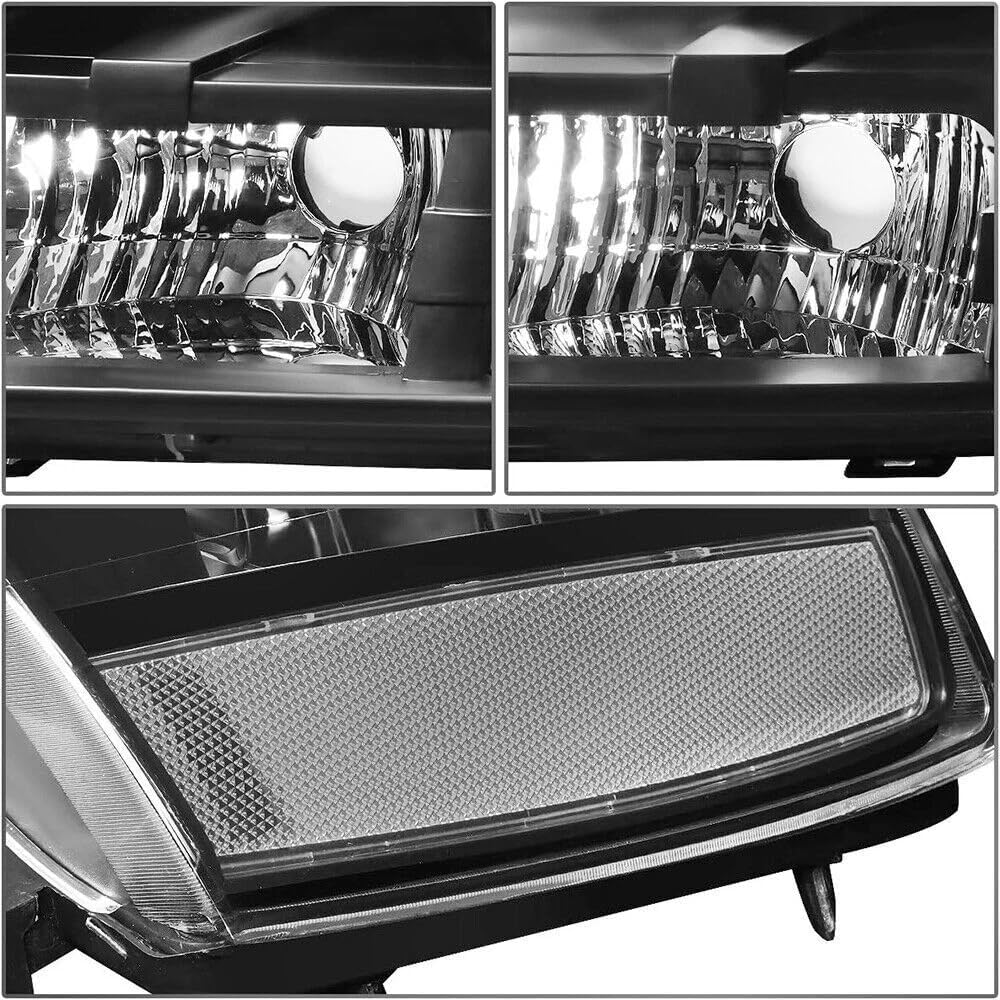 Headlights and Taillights Assembly Combo for 2007-2014 Chevy Tahoe Suburban Head Lamps/Red Rear Tail Brake Signal Lights Replacement Driver and Passenger Side,Black Housing Clear Reflector