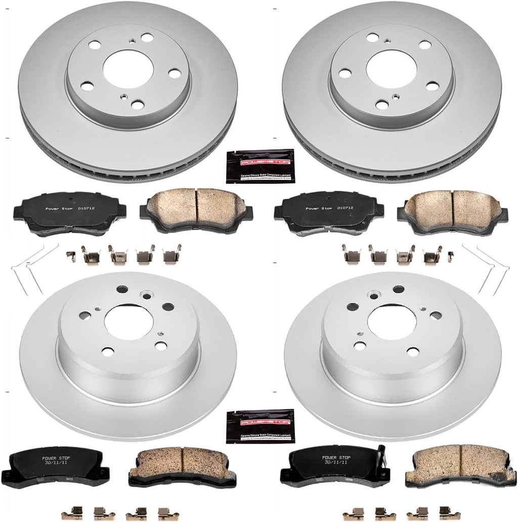 PowerStop Front and Rear Brake Kit for Lexus ES300 1992-96 | Toyota Camry 1992-96 - Fully-Coated Disc Rotors with Z17 Ceramic Brake Pads Replacement, CRK2776