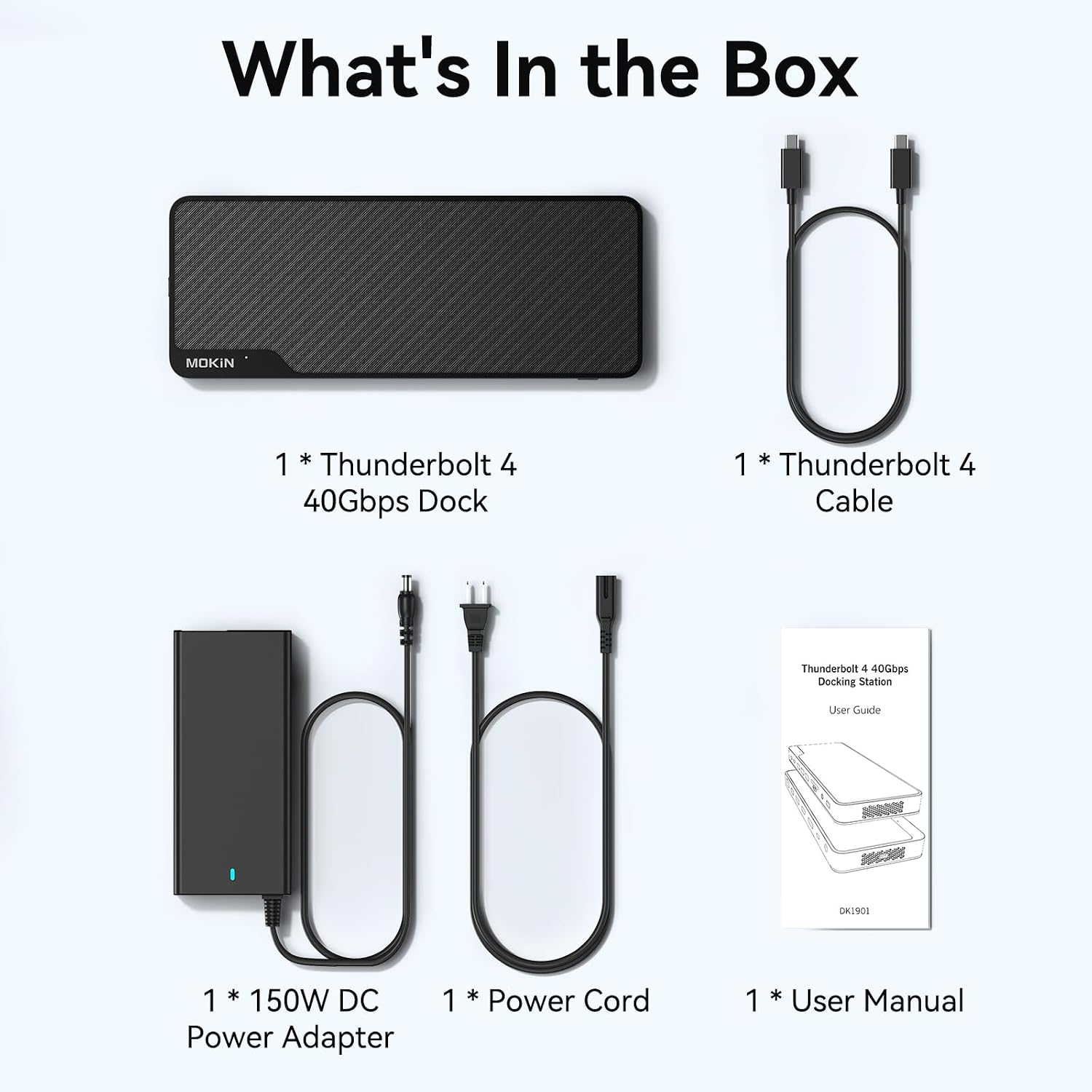 MOKiN Thunderbolt 4 Dock - 16 Ports, Laptop Docking Station Dual Monitor for MacBook, Docking Station 3 Monitors for Windows with 150W DC Power,TB4 Cable,2.5 Gigabit Ethernet（Thunderbolt™ Certified）