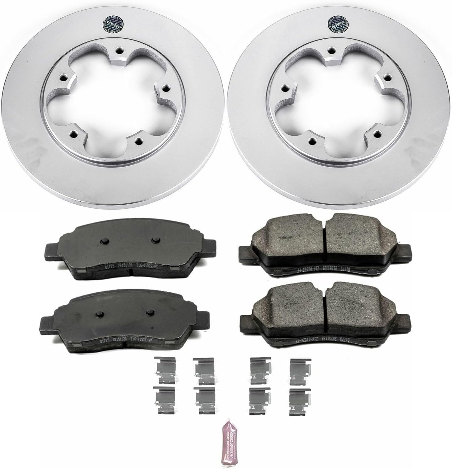 PowerStop Rear Brake Kit for Ford Transit-150 2015-19 |Transit-250 2015-19 |Transit-350 2015-19 - Fully-Coated Disc Rotors with Z17 Ceramic Brake Pads Replacement, CRK7145