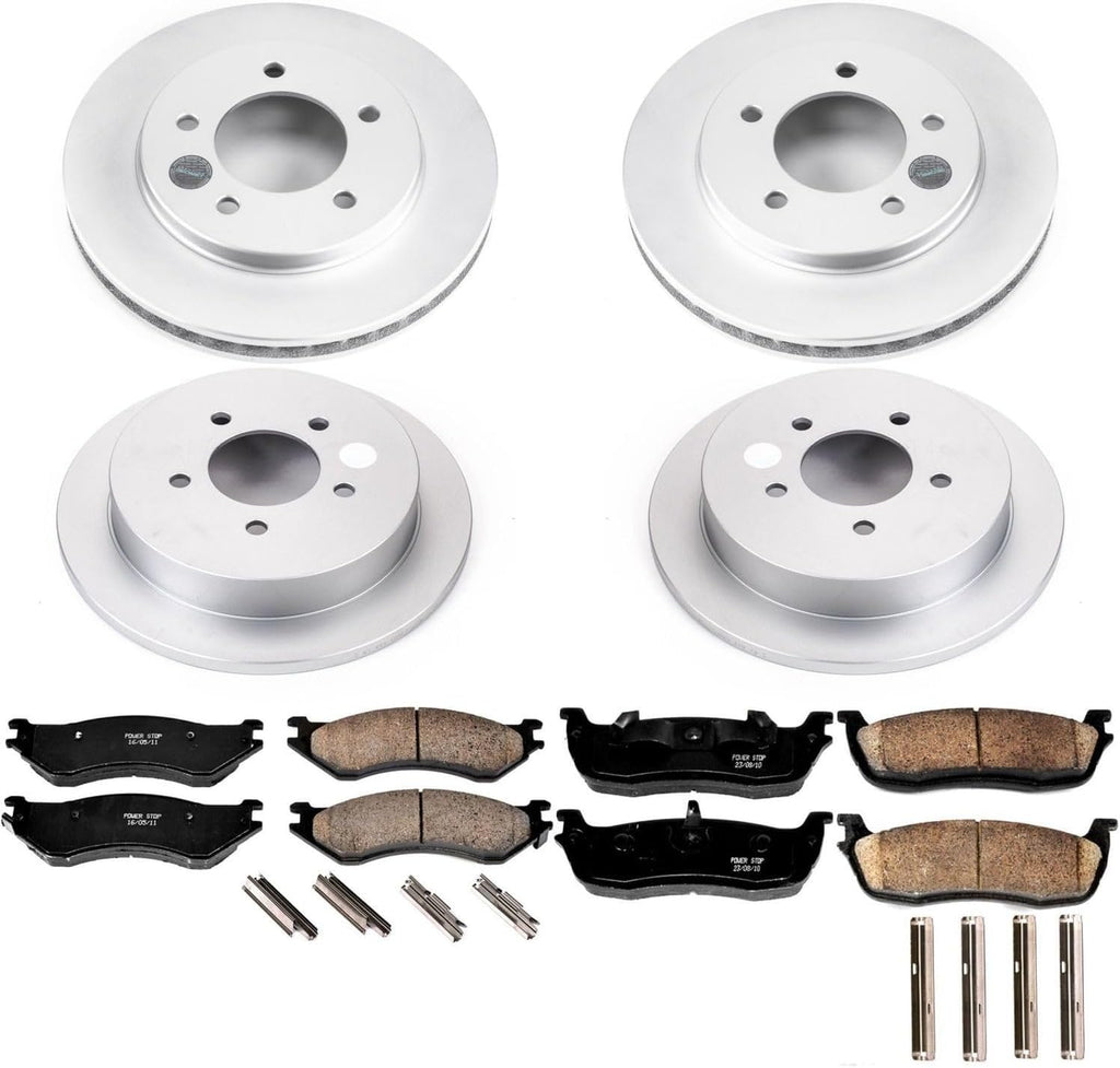 PowerStop Front and Rear Brake Kit for Ford Expedition 2000-02 | Lincoln Navigator 2000-02 - Fully-Coated Disc Rotors with Z17 Ceramic Brake Pads Replacement, CRK5461