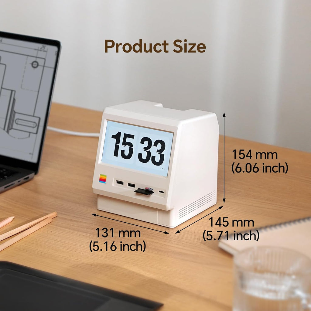 M5 Retro Dock Station for Mac mini M4 Pro, 80Gbps M.2 NVMe SSD Enclosure with Cooling Fan, Compatible for Thunderbolt 5/4/3/USB 4, 5'inch HD Display, SD/Micro SD Reader 4.0, 8K@60Hz Displayport