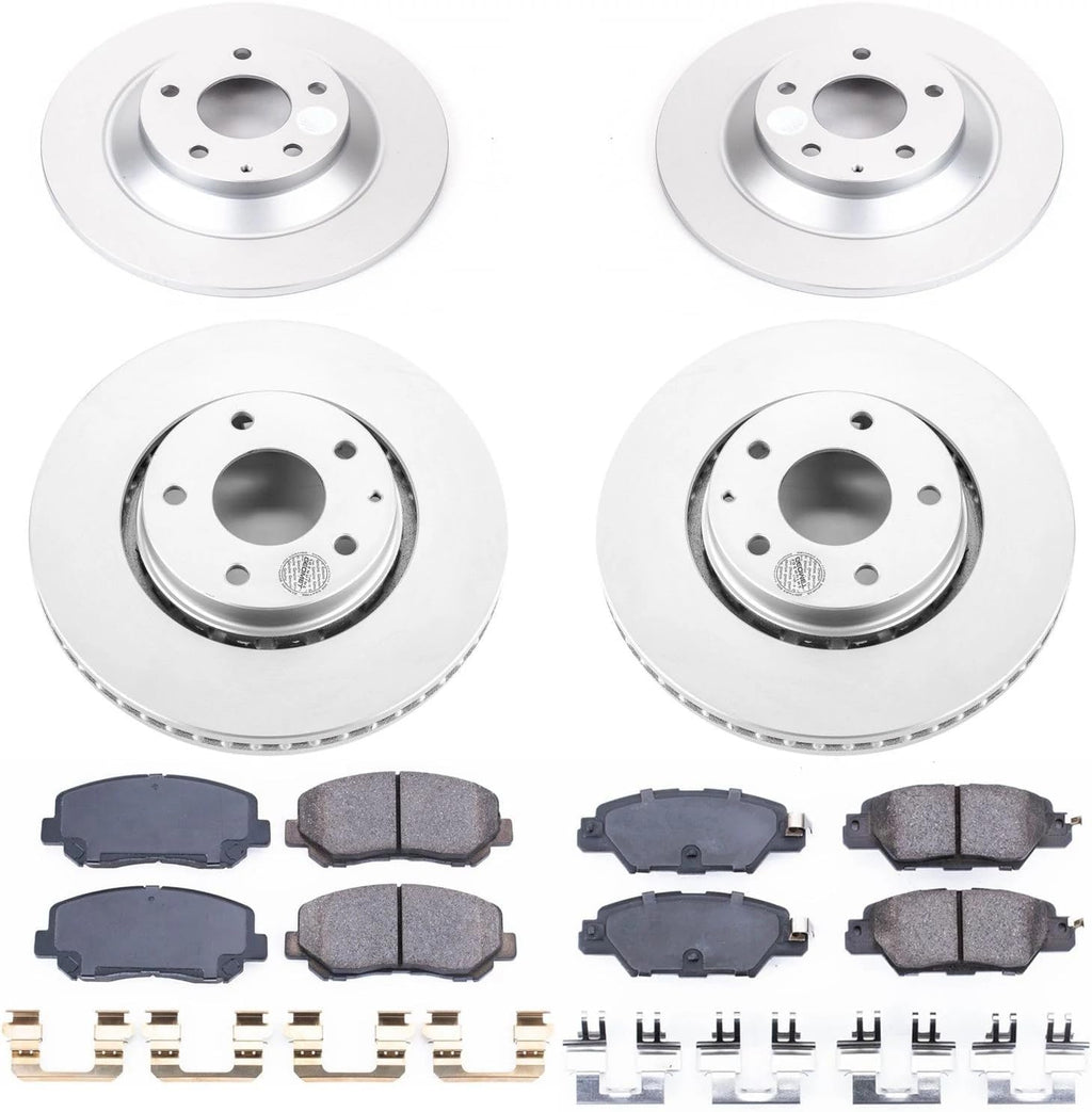 PowerStop Front and Rear Brake Kit for Mazda CX-5 2016-24 - Fully-Coated Disc Rotors with Z17 Ceramic Brake Pads Replacement, CRK7609