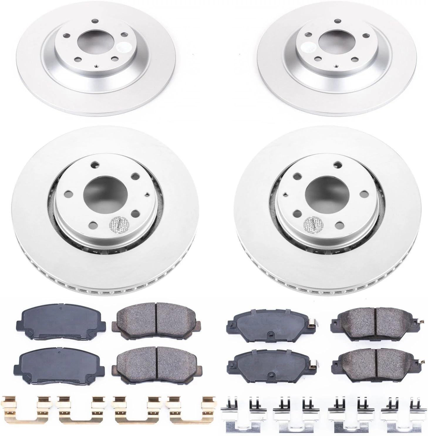 PowerStop Front and Rear Brake Kit for Mazda CX-5 2016-24 - Fully-Coated Disc Rotors with Z17 Ceramic Brake Pads Replacement, CRK7609