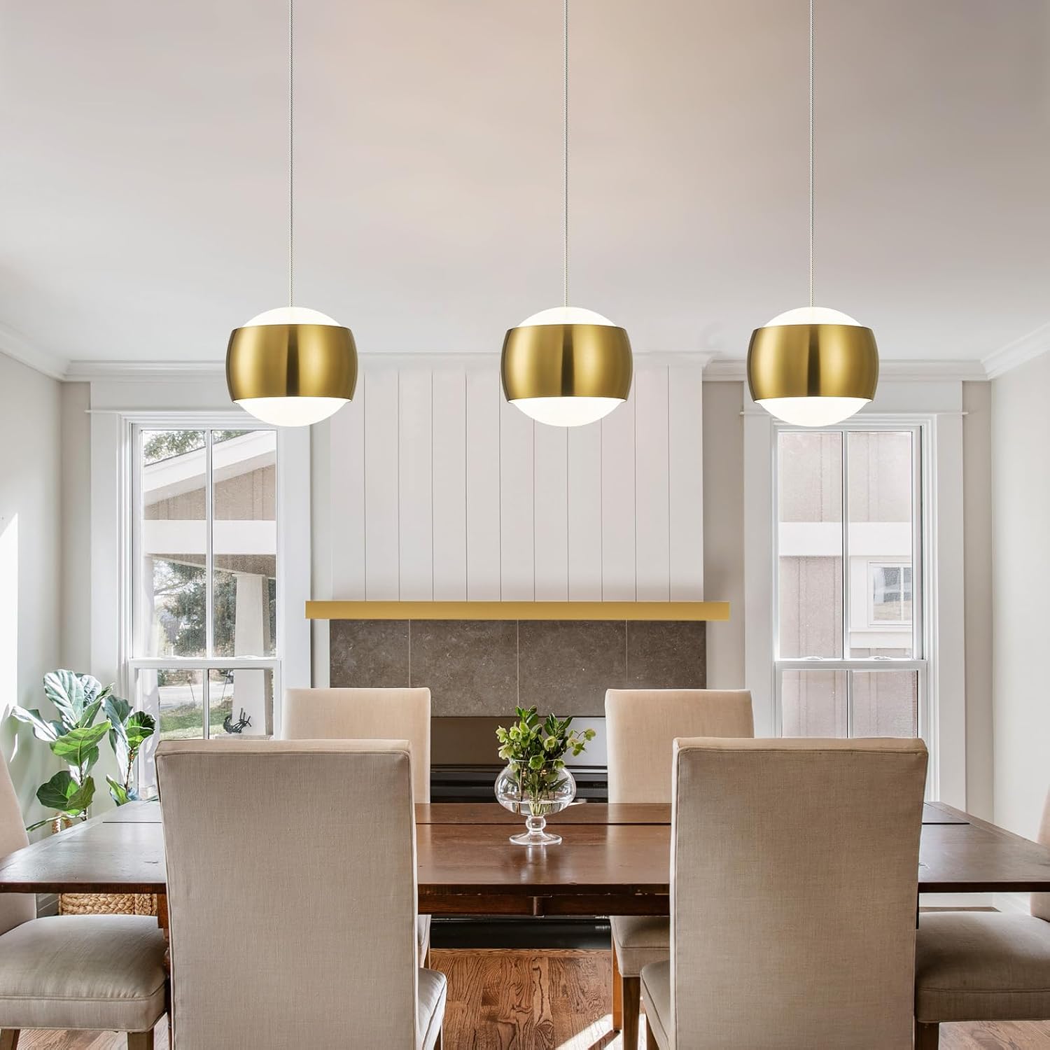 Modern Gold LED Dimmable Pendant Light fixtures,6″ Island Pendant Lighting for Kitchen Island Dinning Room,Bedroom,Bar, Kitchen Island Ceiling Hanging Light Fixtures(gold-1-Pack)