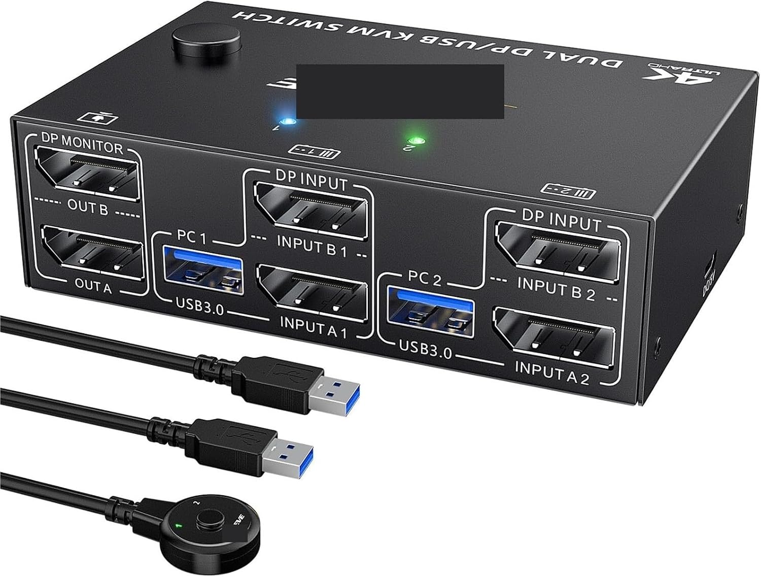 USB 3.0 HDMI Displayport KVM Switch 2 Monitor 2 Computer 4K@60Hz 2K@144Hz,Dual Monitor KVM Switch for 2 PC Share 4 USB 3.0 Ports(202DD Without EDID)