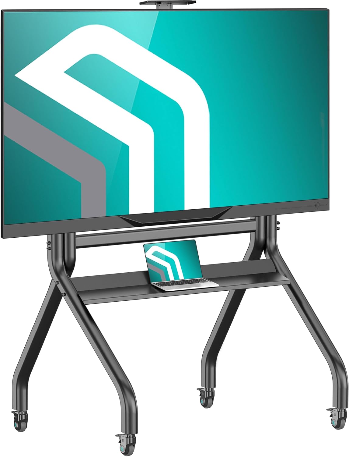 ONKRON Mobile TV Stand on Wheels for 60-120 Inch Screen, max Load 331 lbs, Height Adjustable, Heavy Duty TV Portable Stand, max VESA 1000x600, Large TV Cart Rolling TV Stand with Shelf Black