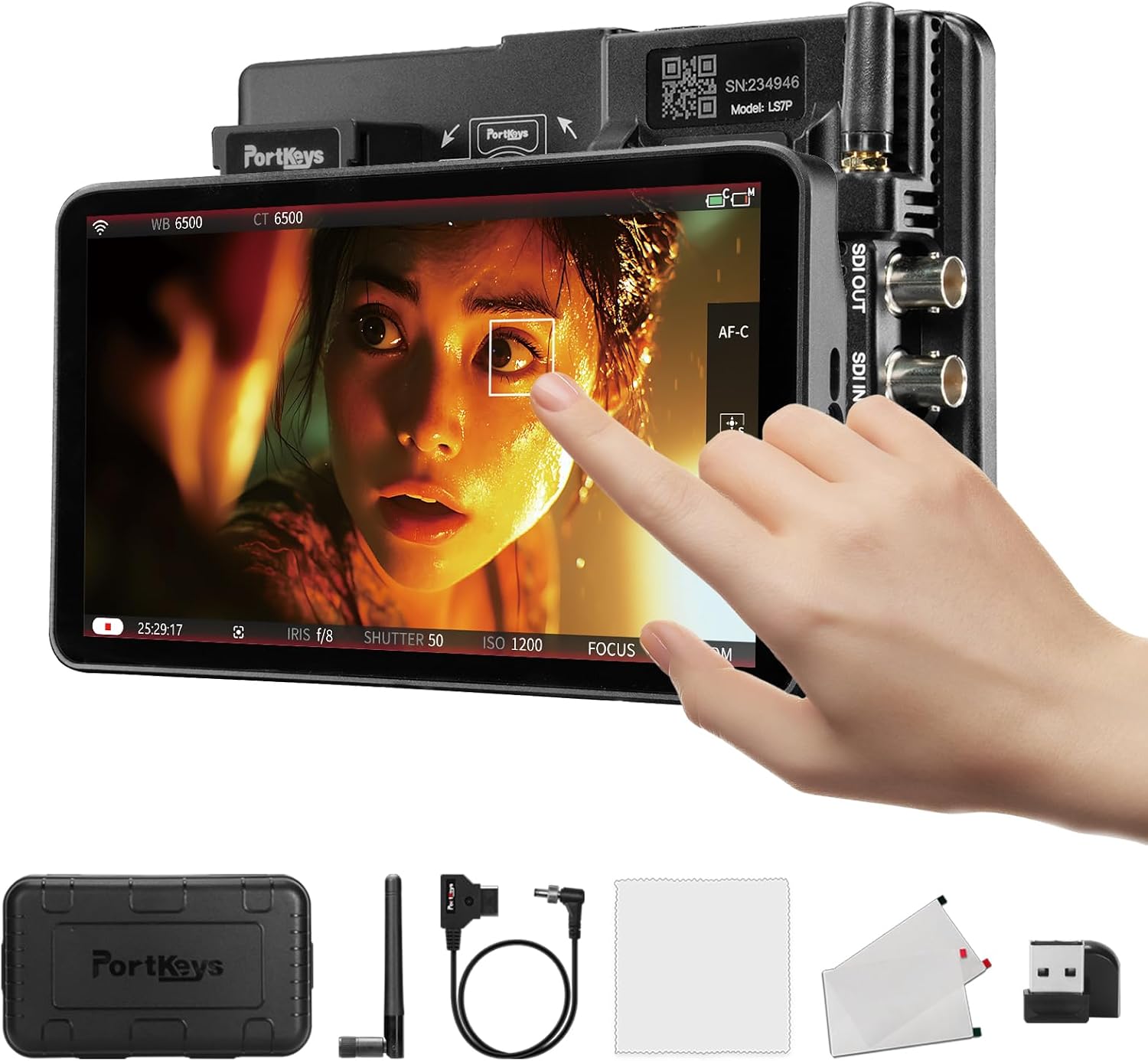 Portkeys LS7P 7' Camera Field Monitor Metal Frame Wireless Control for ARR1 MINI, A1/A9II/A7III/A7CII/FX3/FX30/ZV-E10/RX10/A7MIV/A6700/A7RIV/A7RV/ILX-LR1/A9III/RX0/A7III/FX6, BS1H/BGH1, R5/6/7/8, etc