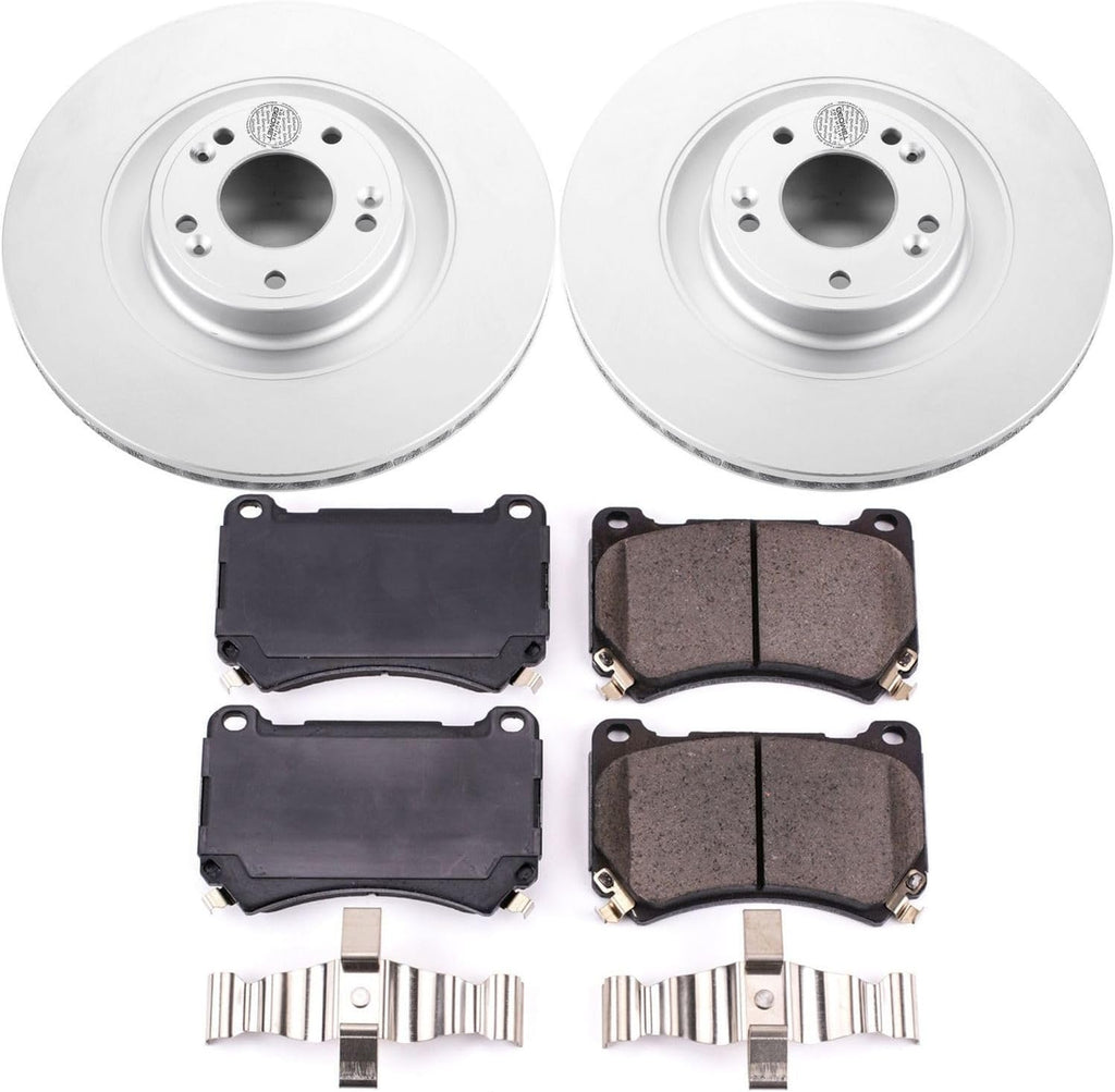 PowerStop Front Brake Kit for Hyundai Equus 2011 | Hyundai Genesis 2012-14 - Fully-Coated Disc Rotors with Z17 Ceramic Brake Pads Replacement, CRK5928