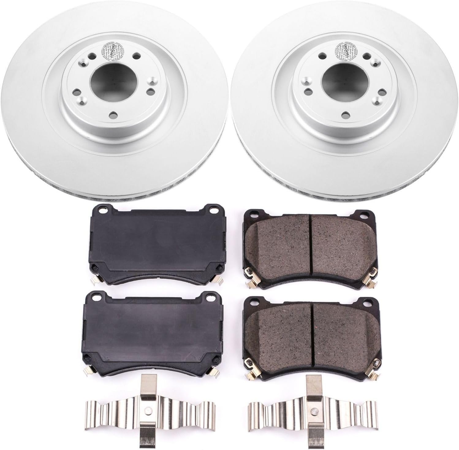 PowerStop Front Brake Kit for Hyundai Equus 2011 | Hyundai Genesis 2012-14 - Fully-Coated Disc Rotors with Z17 Ceramic Brake Pads Replacement, CRK5928