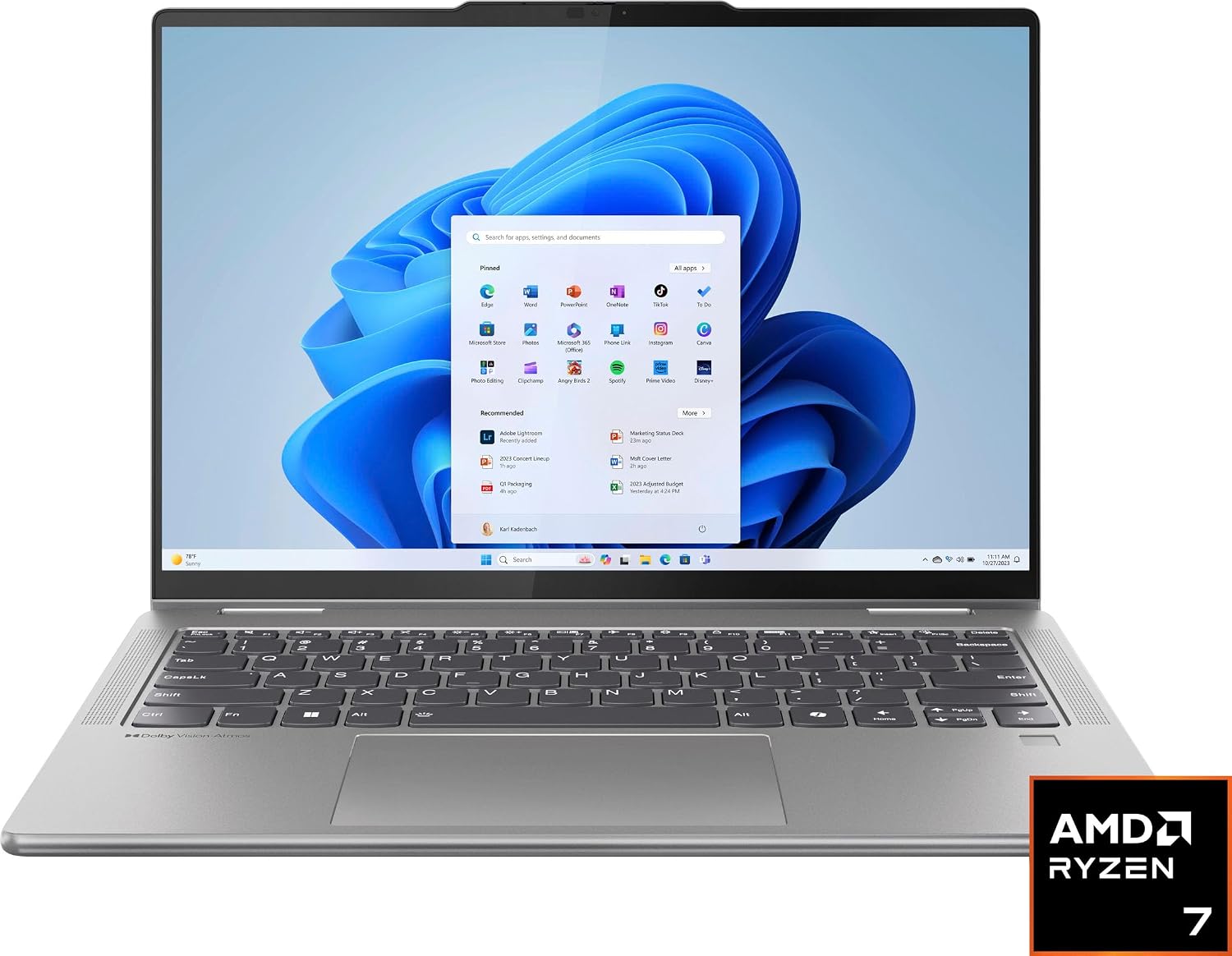 Lenovo - Yoga 7 2-in-1 14' 2K Touchscreen Laptop - AMD Ryzen 7 8840HS with 16GB Memory - 1 TB SSD - Artic Grey