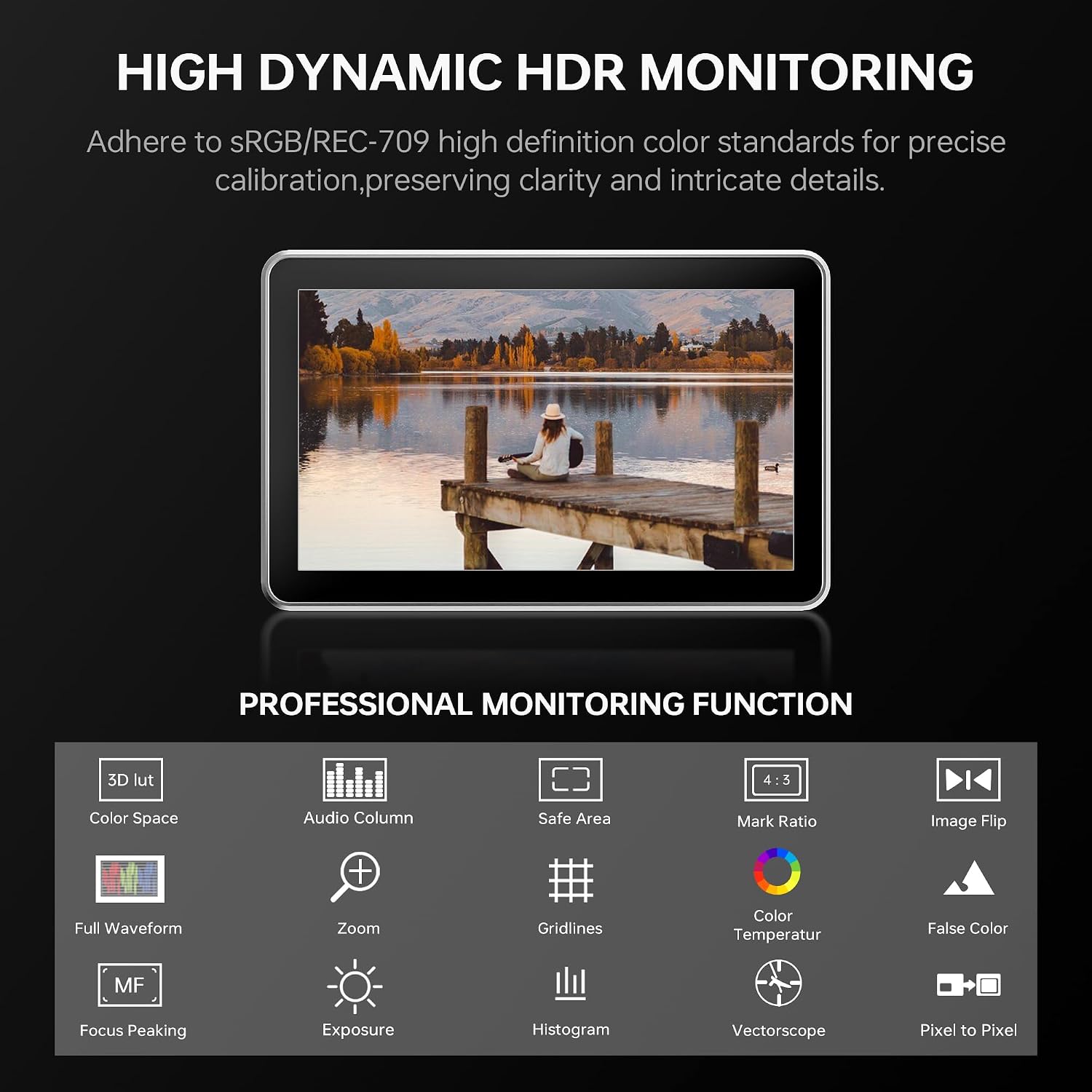 VILTROX DC-X2 6 Inch Touchscreen Camera Field Monitor with Rig Cage, Professional Photographic Monitor 4K HDMI 1.4, 2000 nits, Camera Monitor with Battery, Sunshade Hood, USB A 3D Lut