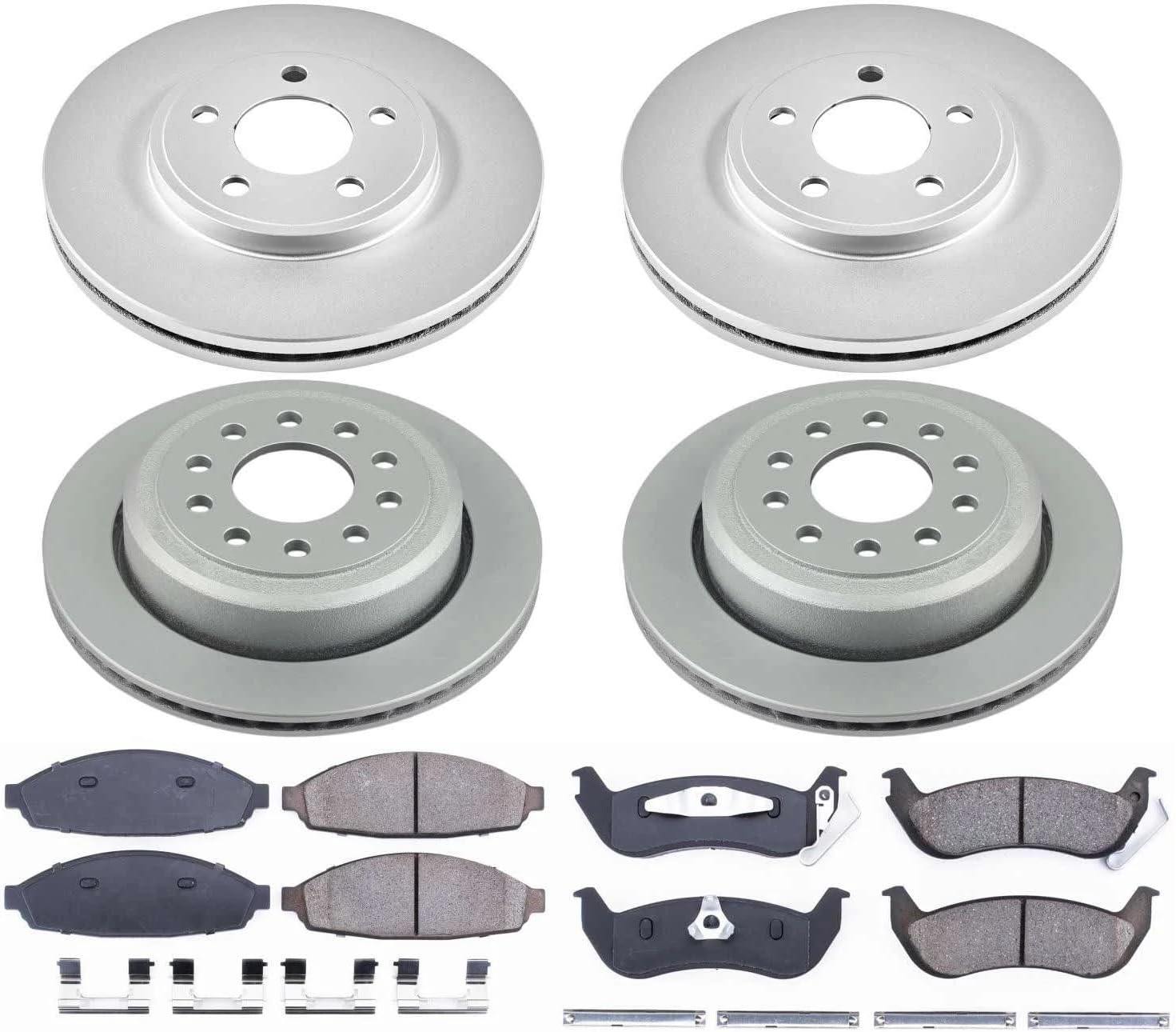 PowerStop Front and Rear Brake Kit for Lincoln Town Car 2003-11 - Fully-Coated Disc Rotors with Z17 Ceramic Brake Pads Replacement, CRK4486