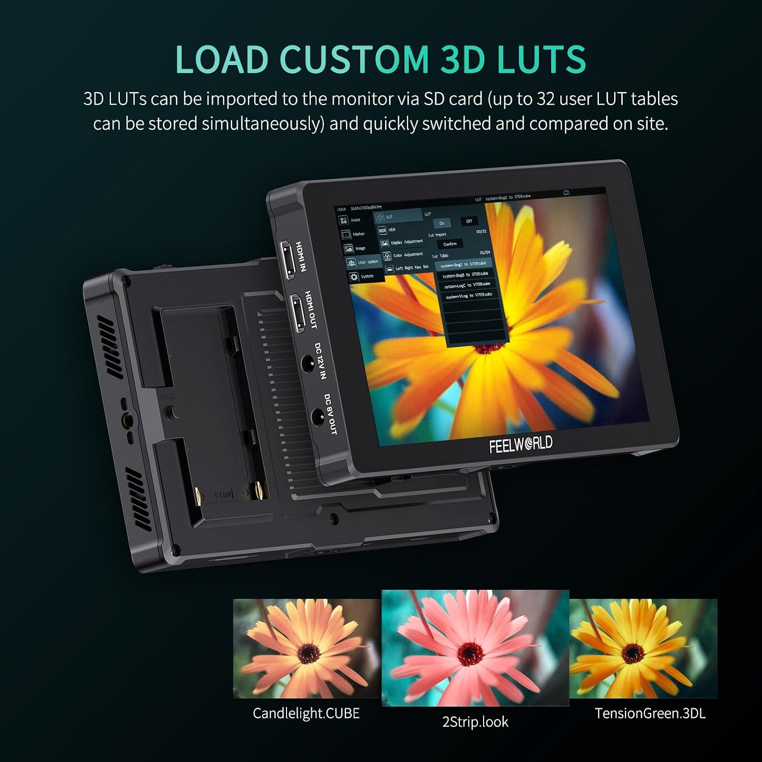 FEELWORLD 7 Inch Camera Field Monitor,1200Nit Highlight Touch Screen DSLR Camera Monitor 4K 60Hz HDMI 3D LUT, HDR Waveform with NP-F750 Battery and Bag F7PLUS