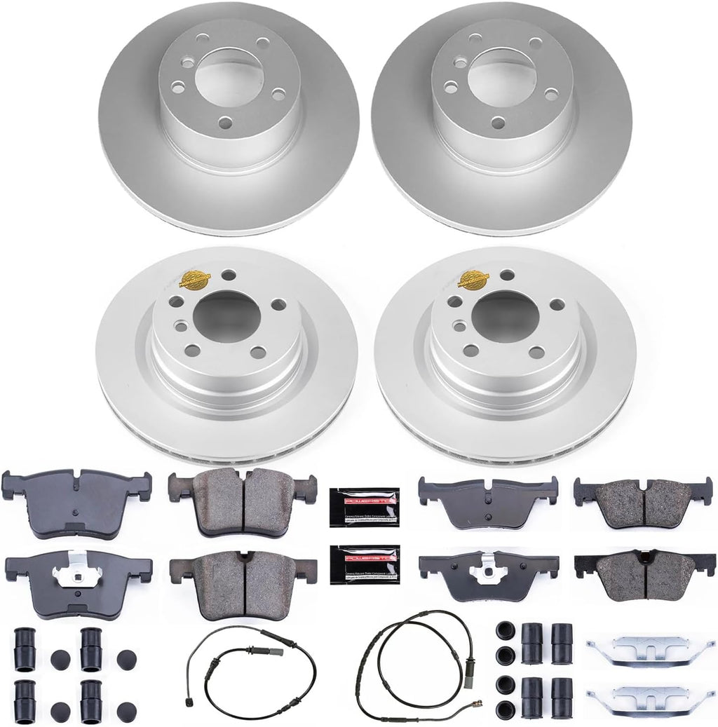 PowerStop Front and Rear Brake Kit for BMW 228i 2014-16 |228i xDrive 2015-16 |230i 2017-21 |230i xDrive 2017-21 - Fully-Coated Disc Rotors with Z23 Carbon-Fiber Ceramic Brake Pads Upgrade, CRK6744