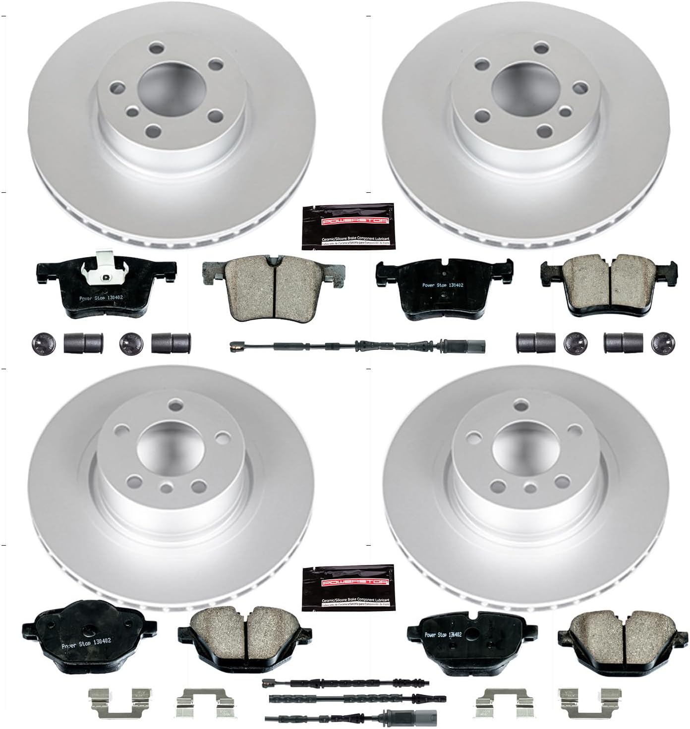 PowerStop Front and Rear Brake Kit for BMW X3 2011-17 | BMW X4 2015-18 - Fully-Coated Disc Rotors with Z23 Carbon-Fiber Ceramic Brake Pads Upgrade, CRK6039